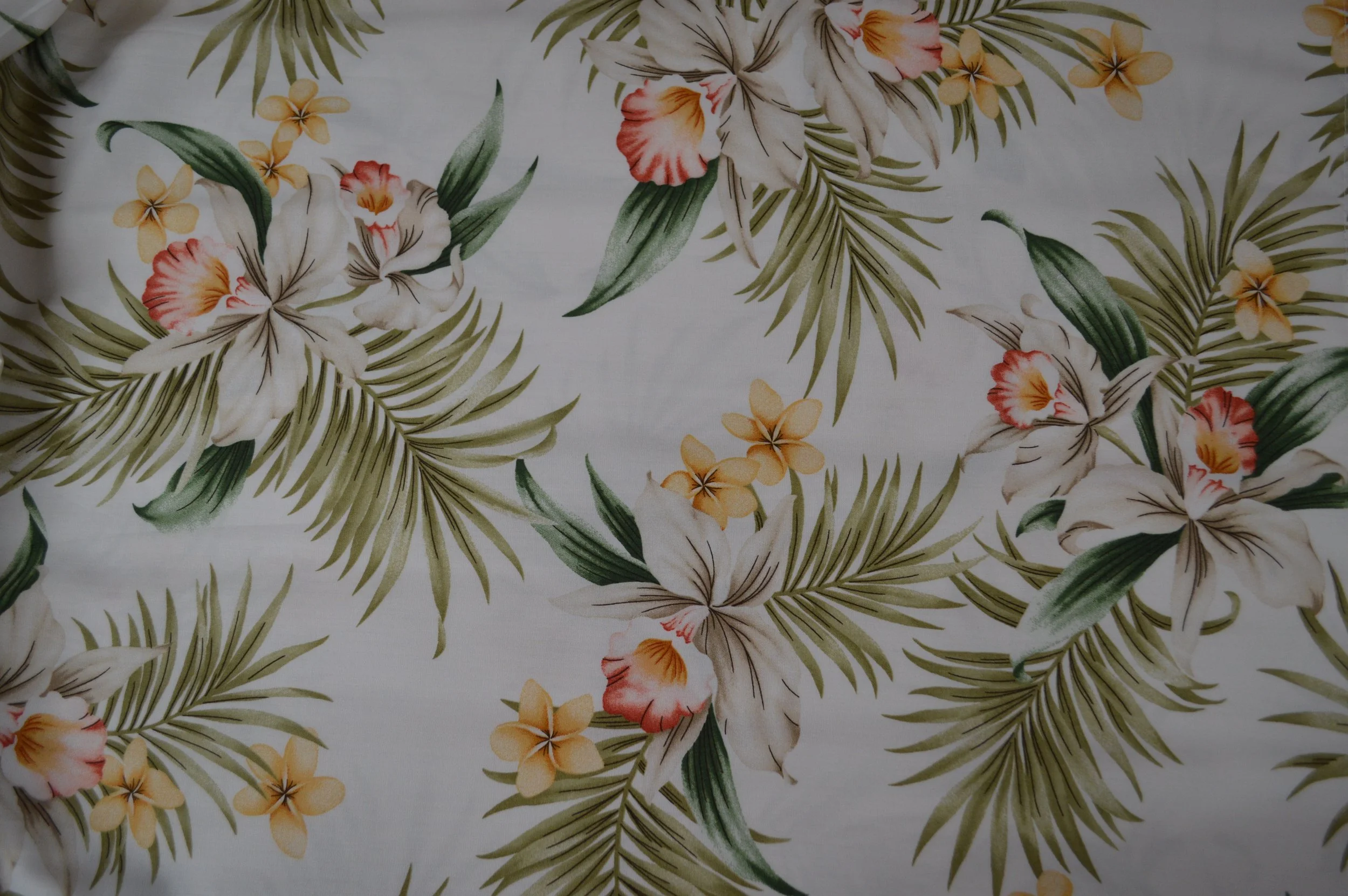 Hawaiian Orchid Print Fabric by the Yard