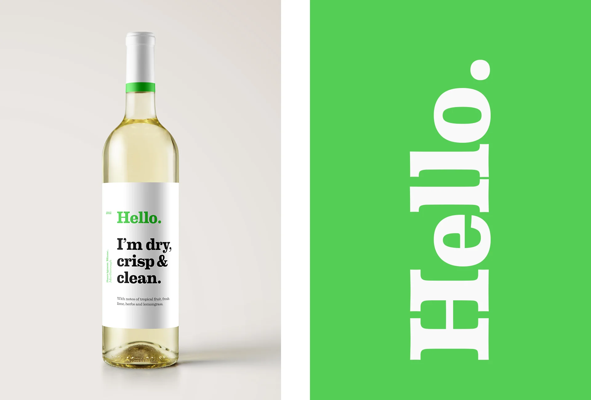 Branding and packaging created for conceptual wine label Hello.