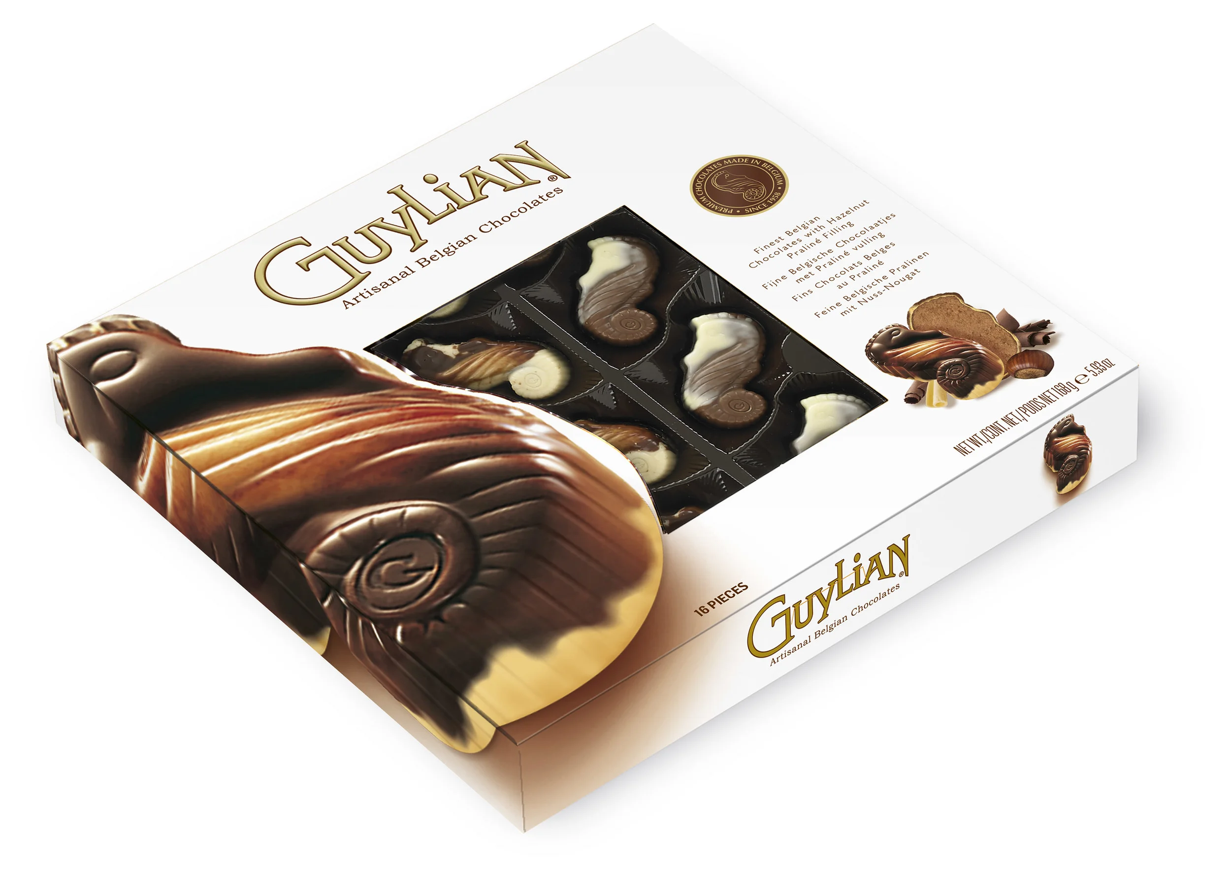 A box of Guylian shells, now easily found in most large American cities.&nbsp;