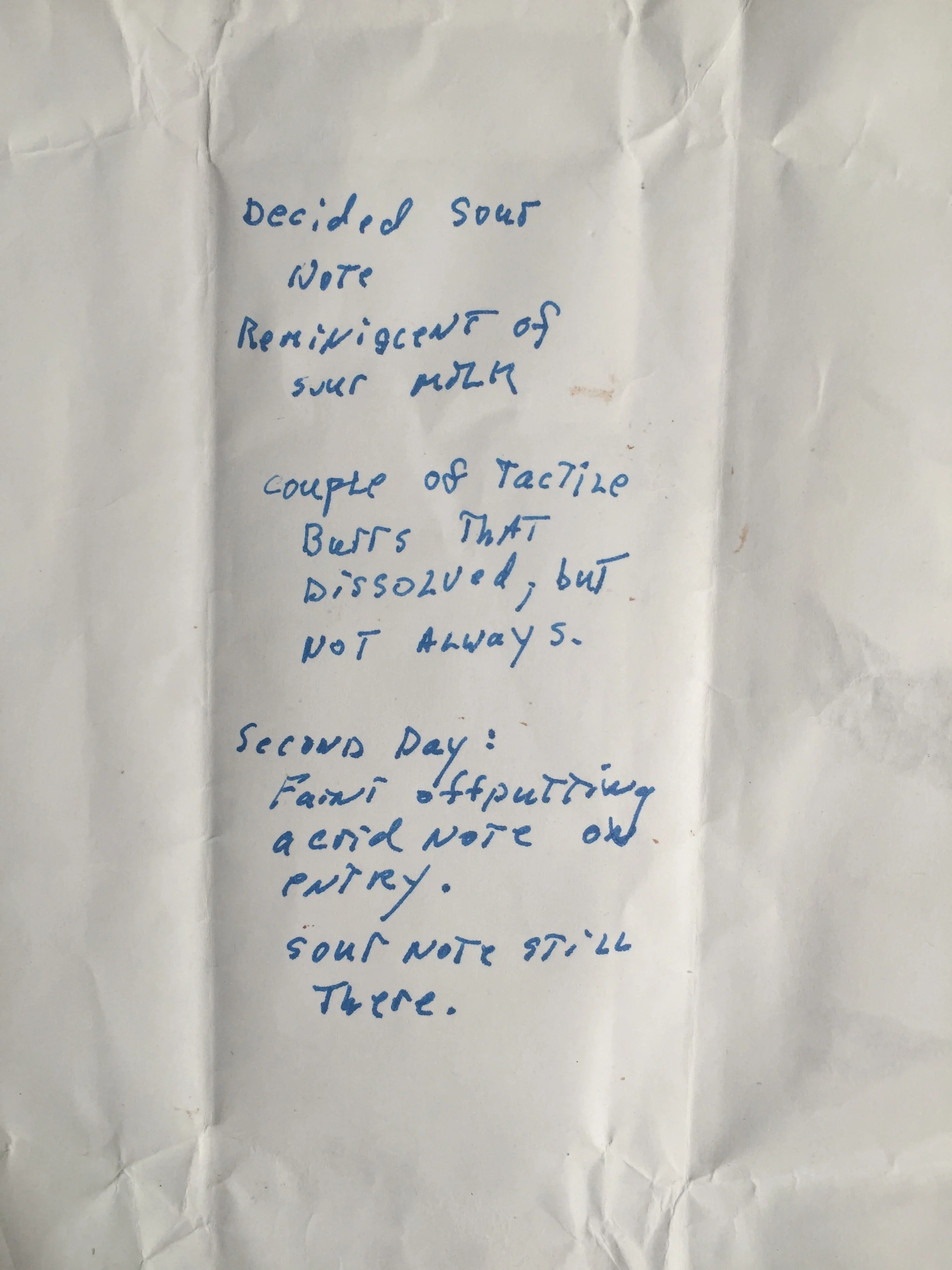 Critique written on the back of one of our bars last year, by a regular at McCarthy &amp; Schiering. We will frame this one day for our flagship retail space.&nbsp;