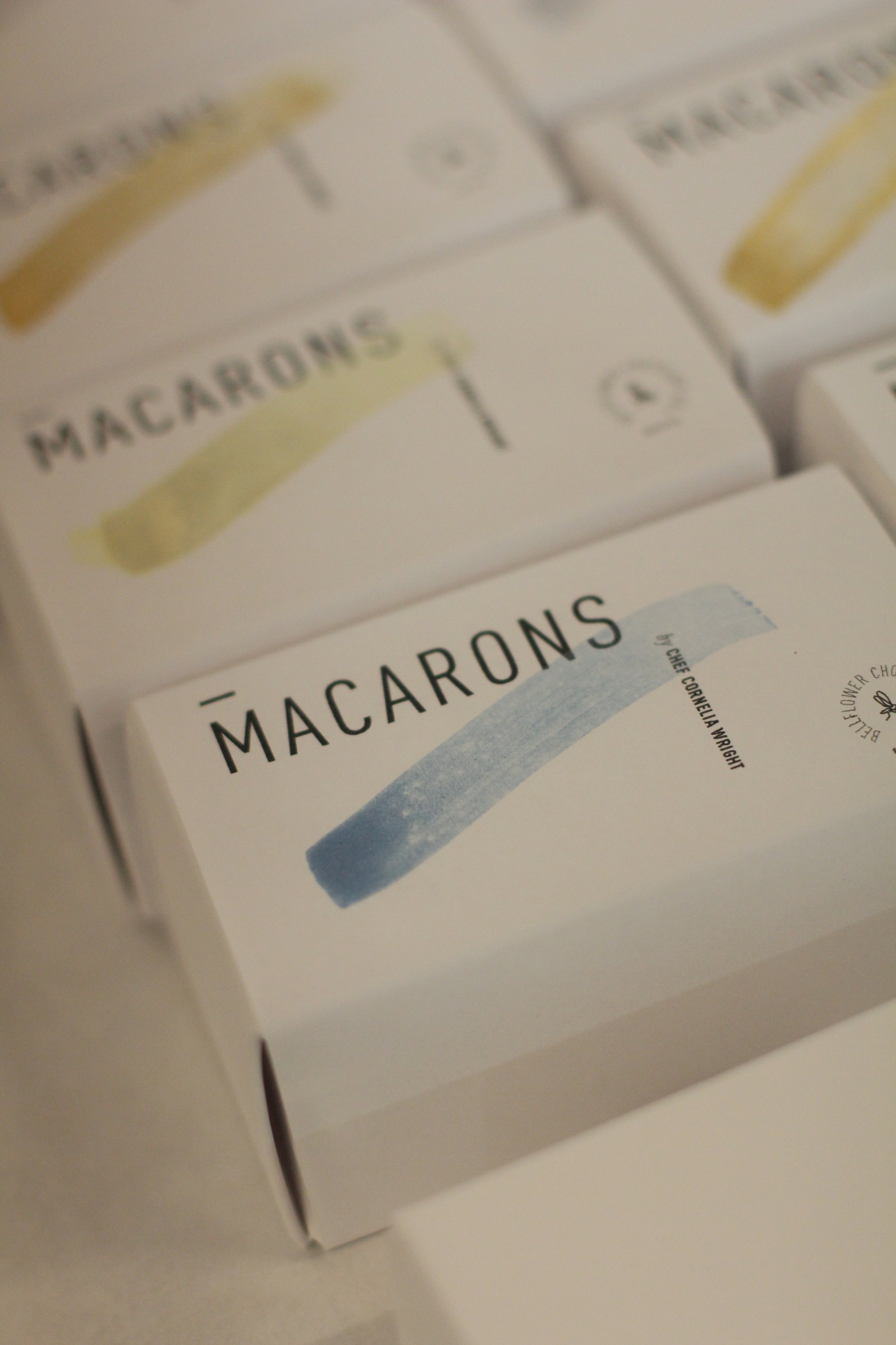 Making the macarons.