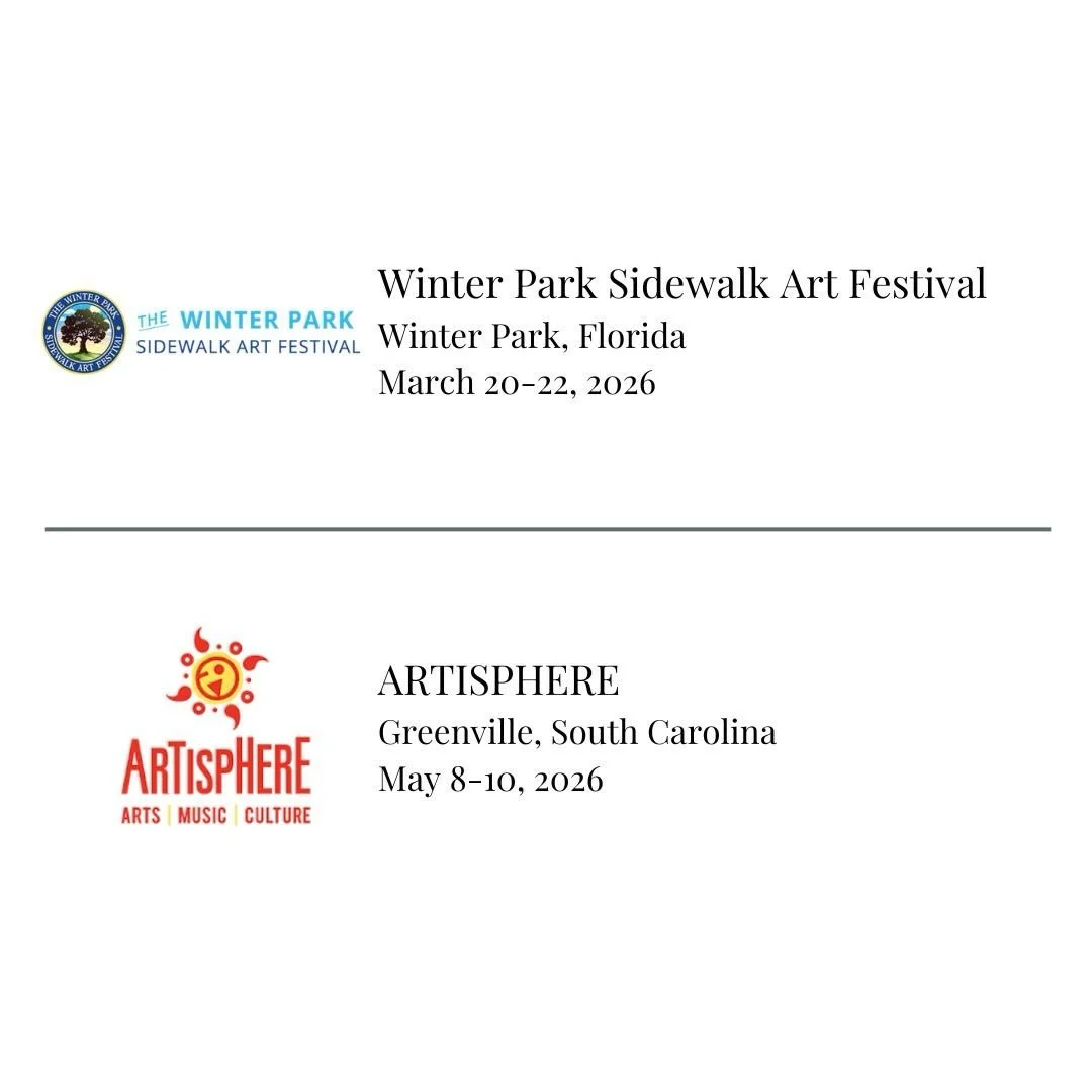 My first two shows for 2026 are set. Unfortunately, I chose to skip the Main St. Fort Worth Arts Festival this year. My work is taking longer to create as the pieces become larger and more detailed, so choosing which shows to commit to has become mor