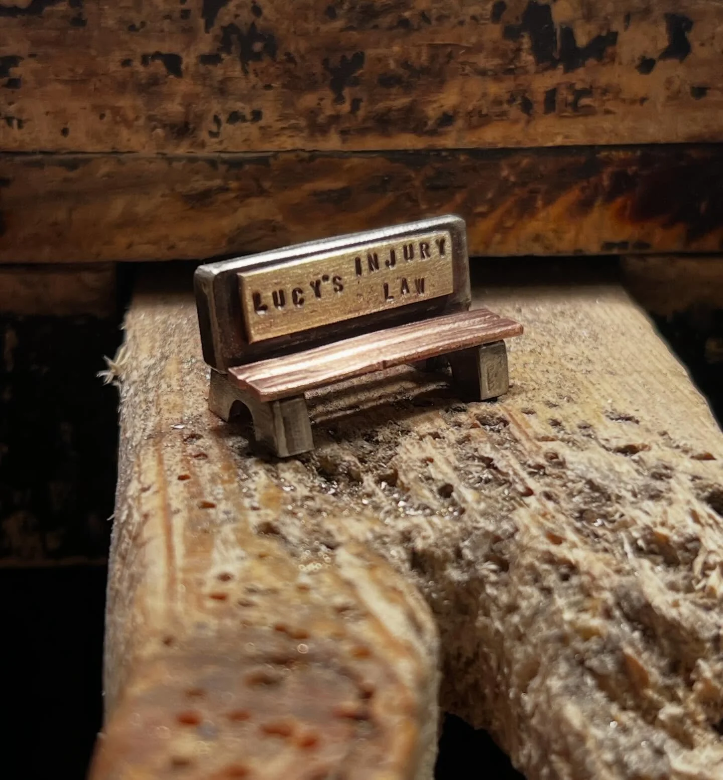 Bus stop bench advertisement..