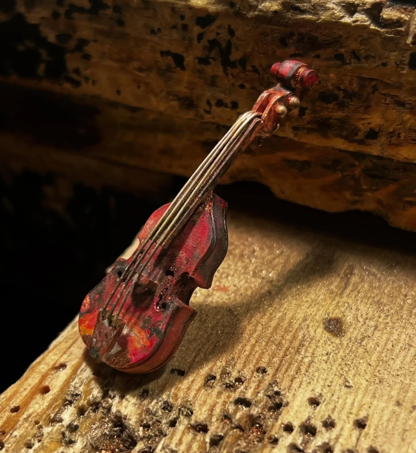 Finished one of three fabricated stand up bass instruments. I want to create very detailed, elaborate work, so the idea is to build out an orchestra. 

I started with a stand up bass since I made one in 2024, so I figured I&rsquo;d begin with what I 