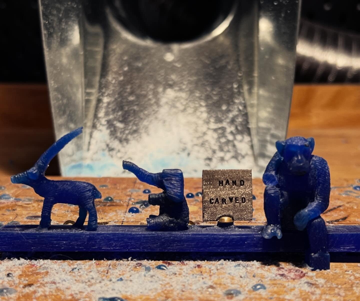 The majority of the animals, minus winged creatures (fabricated), are all hand carved. There is zero 3D printing, and throughout these years, seven with this current work and nine with the sculptural rings, there has never been a mold replica made of