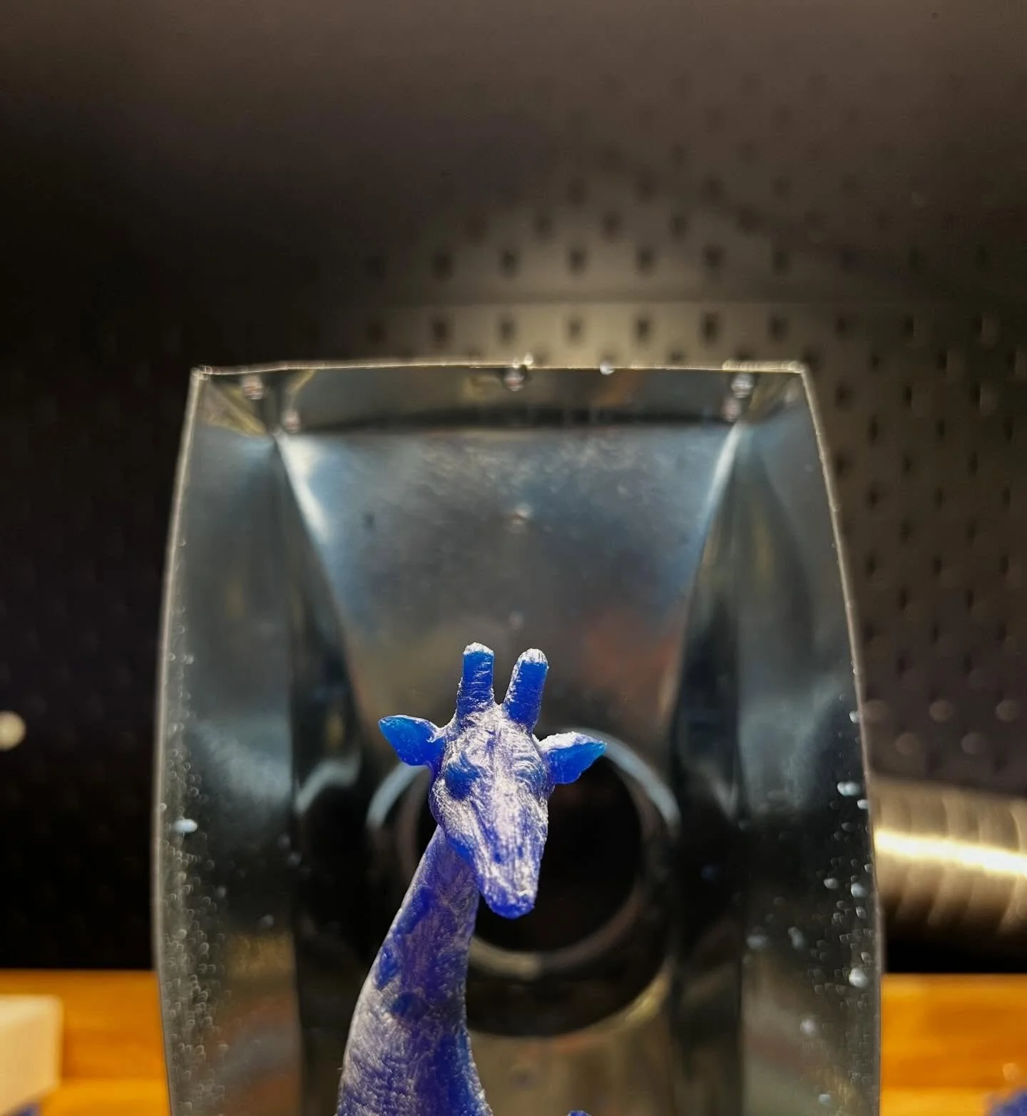 Working on my largest giraffe to date. Hand carved and 8 inches tall, though not in a traditional standing pose, so that&rsquo;s a bit misleading. I&rsquo;ve been contemplating carving out the spot cavities, casting it in brass, then inlaying them wi