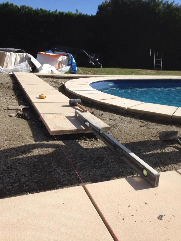 Pool side paving