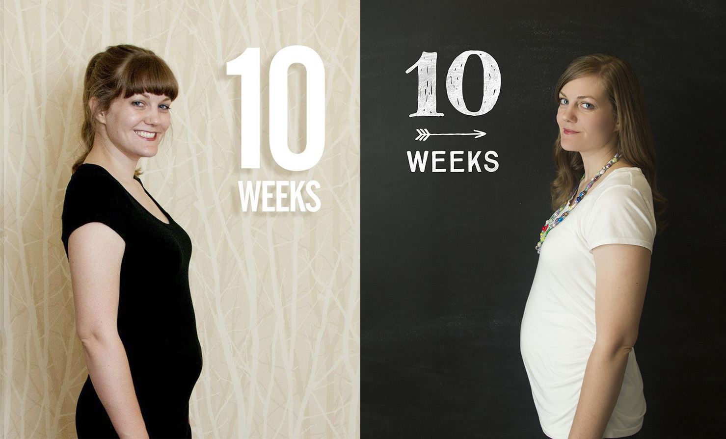 Definitely more of a flabby stomach with Miles at that point and more of an actual bump with #2!