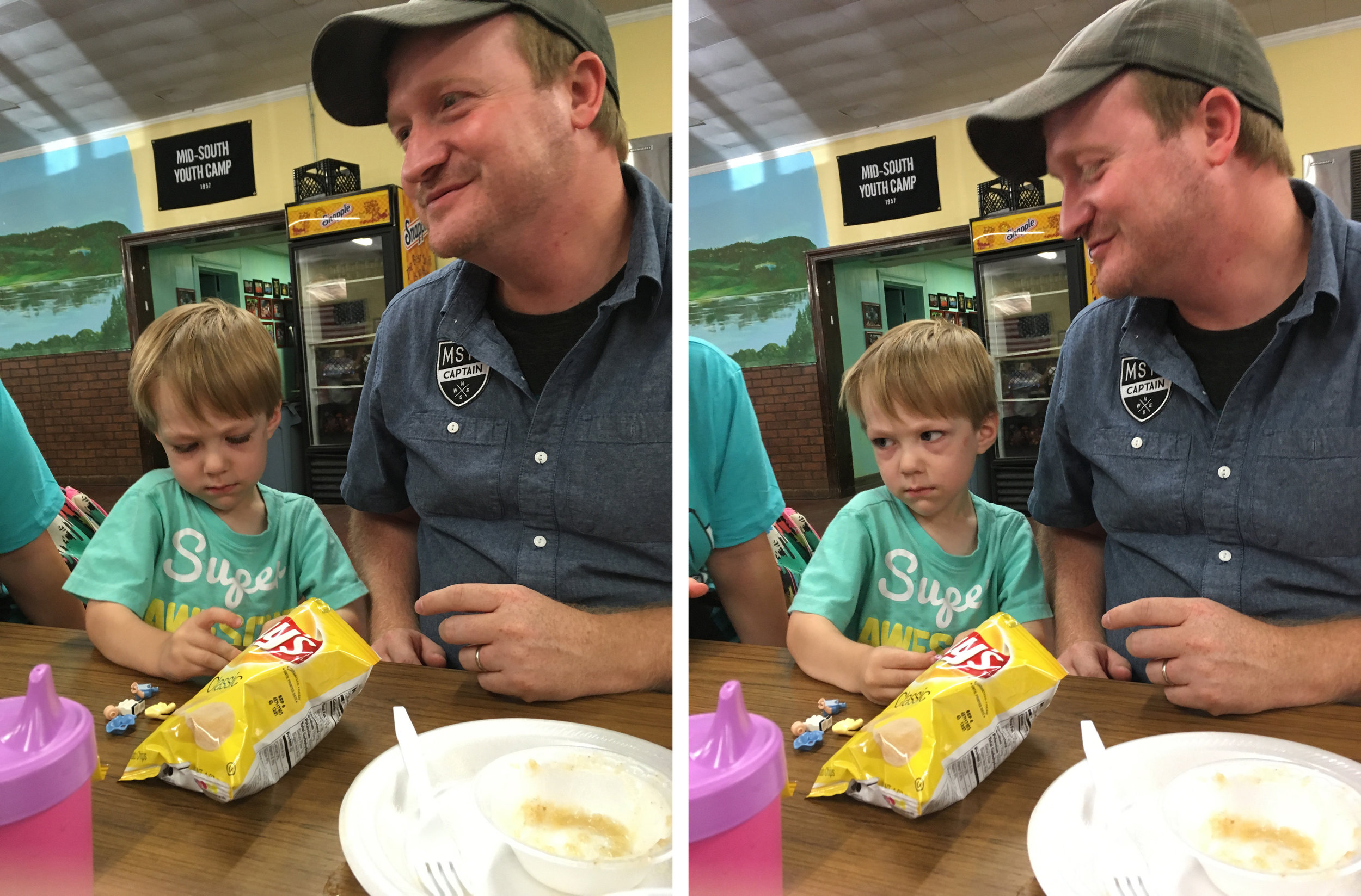 Miles' standard reaction any time people talked to him or told him he was cute. Everyone was so friendly to the kids, and they were SO shy and uninterested in meeting anyone new :(