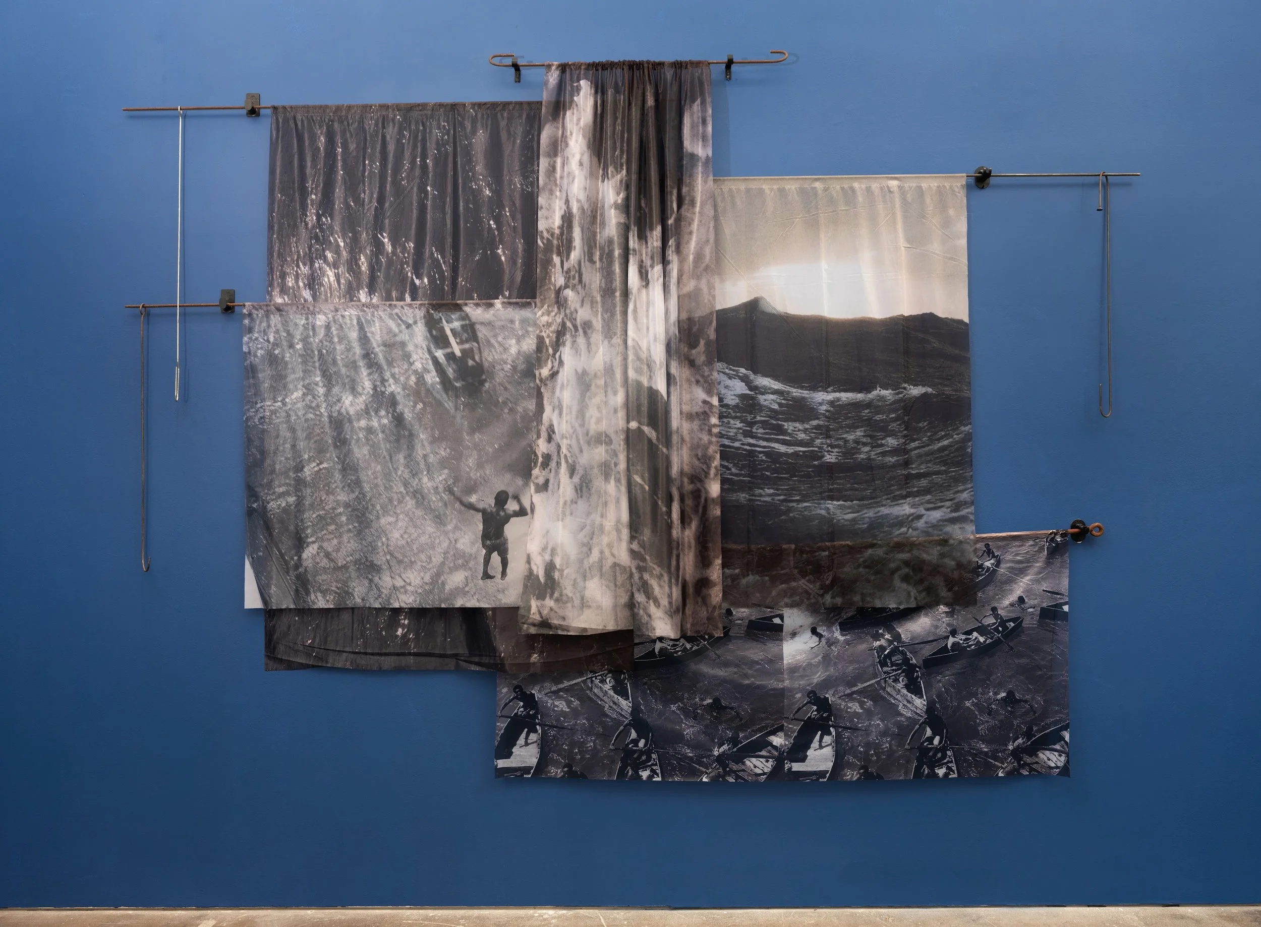 Flags of Convenience, 2024
Photo transfer on chiffon
94" x 111 1⁄4" inches / 238.76 x 282.58 cm
