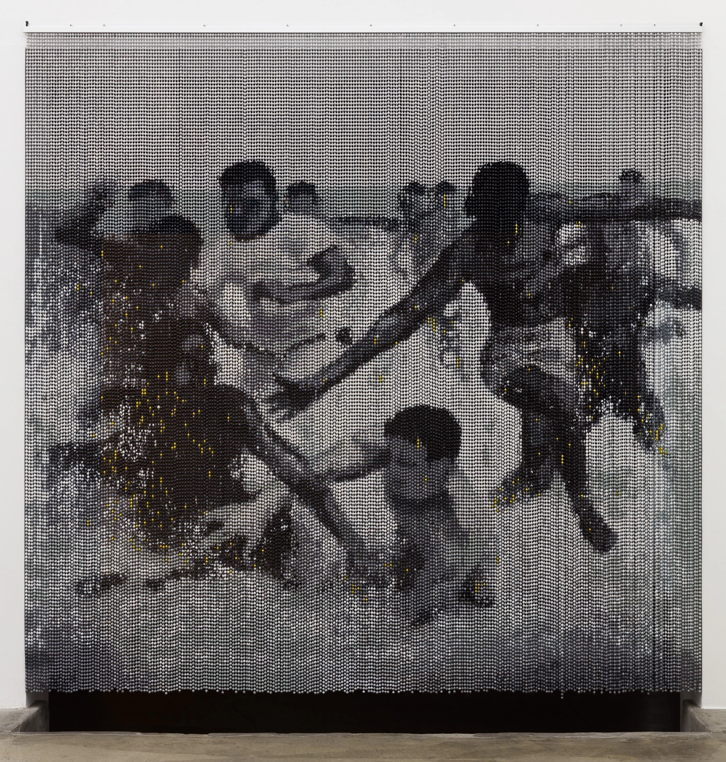 Wading in the Wake, 2020
Beaded curtains, paint
79.25 x 81.5 inches / 201.3 x 207 cm