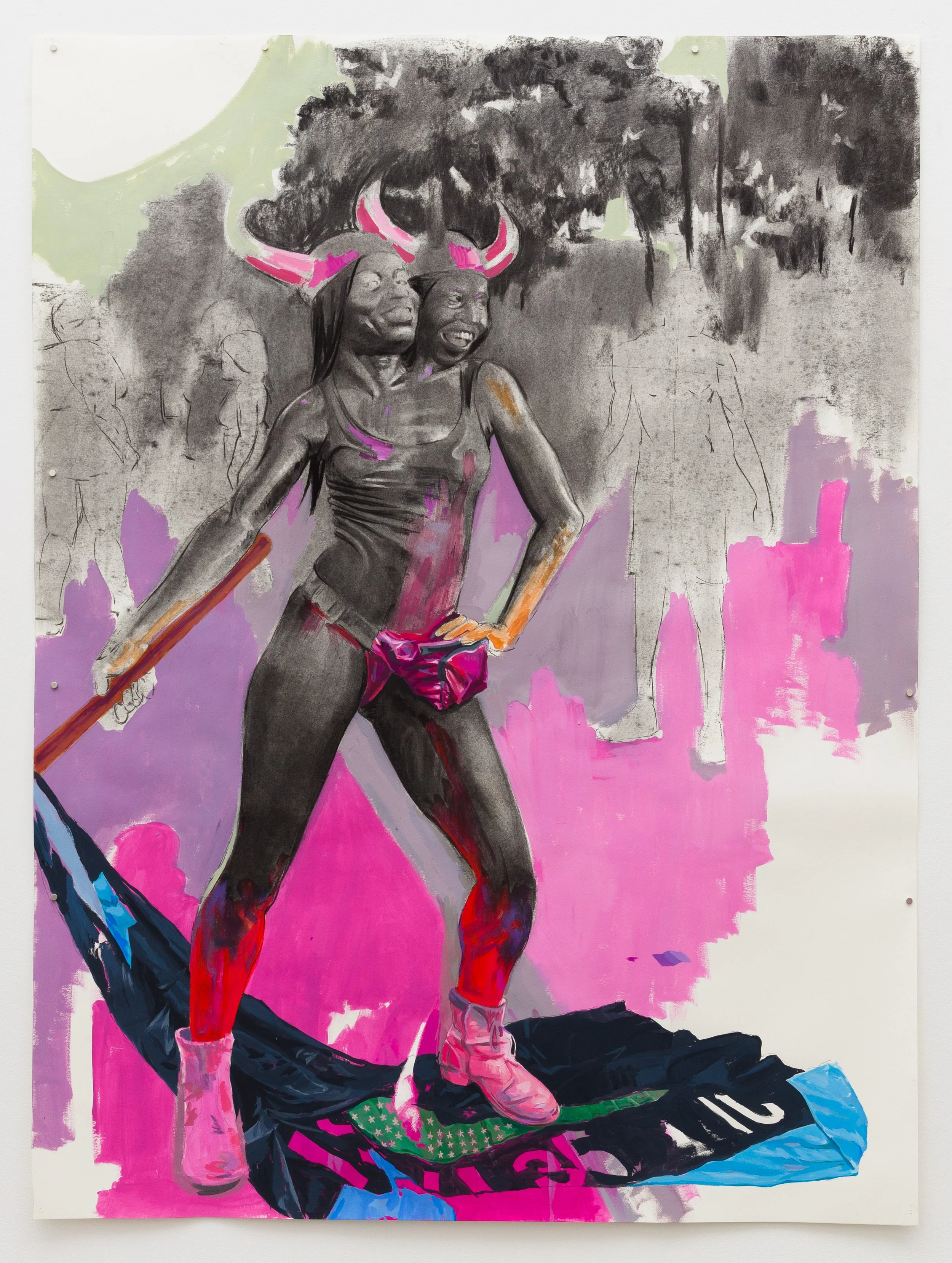 Pigtails, 2020
Charcoal and gouache on paper
55  x 41 1⁄2 Inches / 139.7 x 105.41 cm