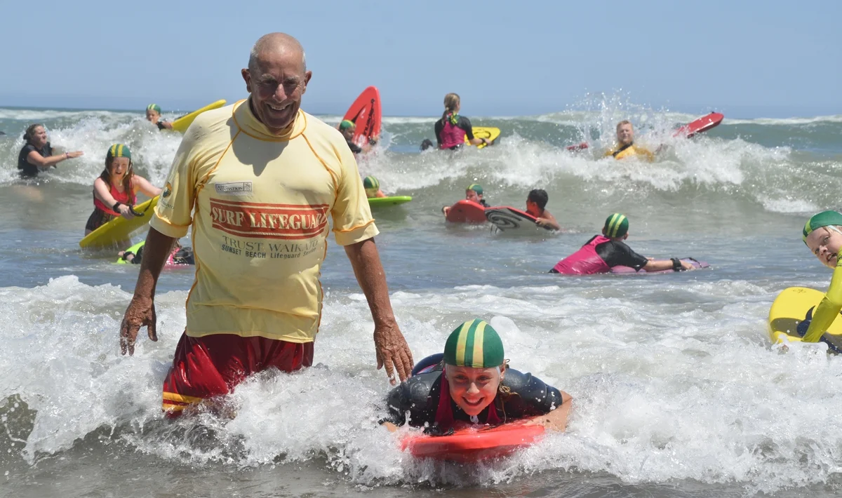 Trust Waikato Sunset Beach Juniors in the surf
