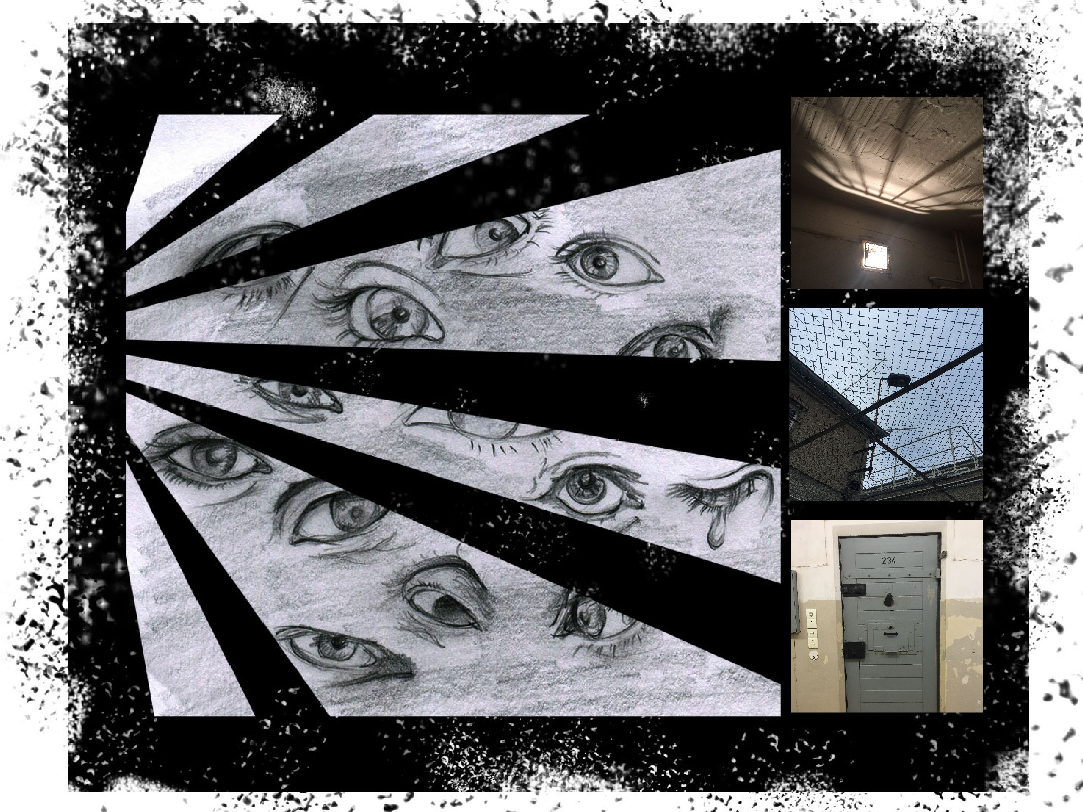 Sep 23 Gedenkstätte Berlin-Hohenschönhausen Before going to this notorious prison, I watched the movie “The lives of others” and that made me mentally immersed into this space more. The sketch was inspired by the lighting in the prison. Lots of eyes represent the the fear of prisoners, victims, suffered families as well as Nazi surveillance. Paradise Circus is the song I would listen over and over again when I feel depressed. 