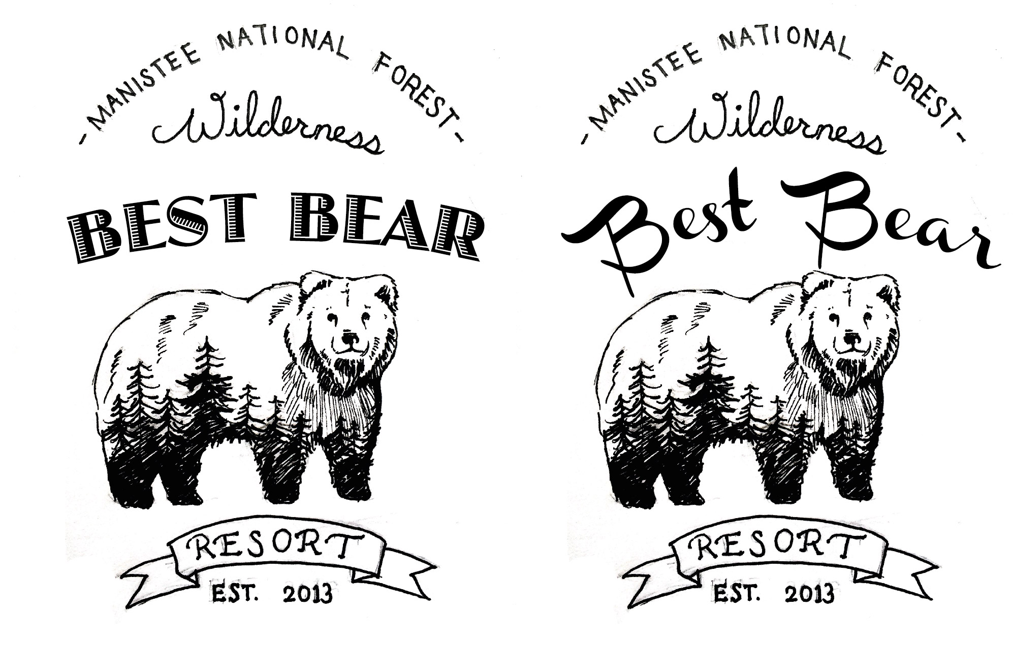 Pen sketching with different font choices
