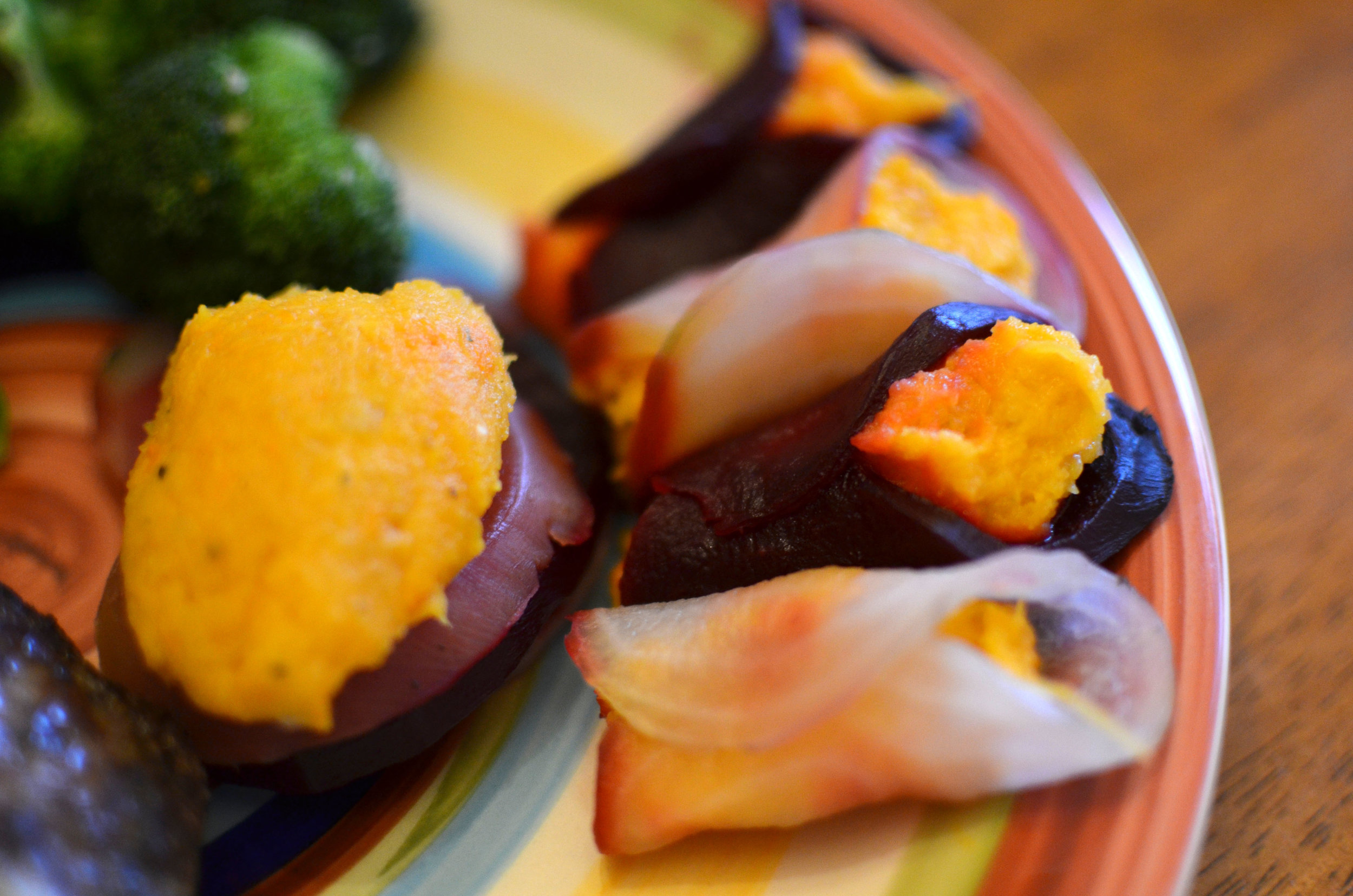Beets with squash hummus