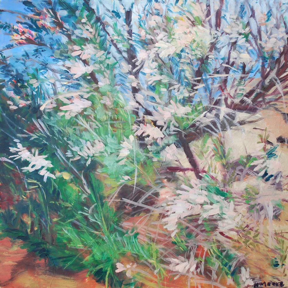 Muley Twist , 2015 oil painting and collage on panel 18" x 18"
