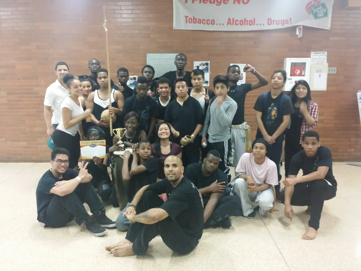 Bronx Capoeira students and instructors gathered for a group photo.