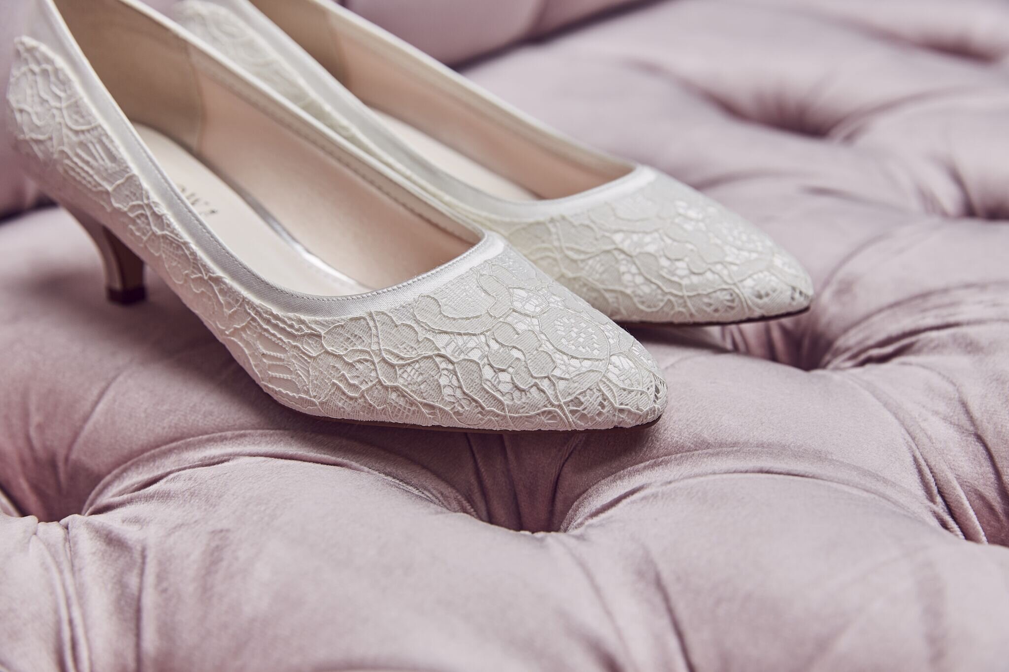 Bobbie Kitten Heel Luxury Lace Bridal Shoe