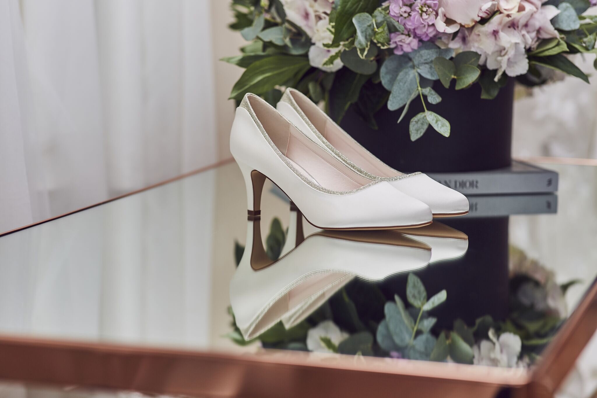 Jara Ivory Bridal Shoe with summer shimmer glitter detail