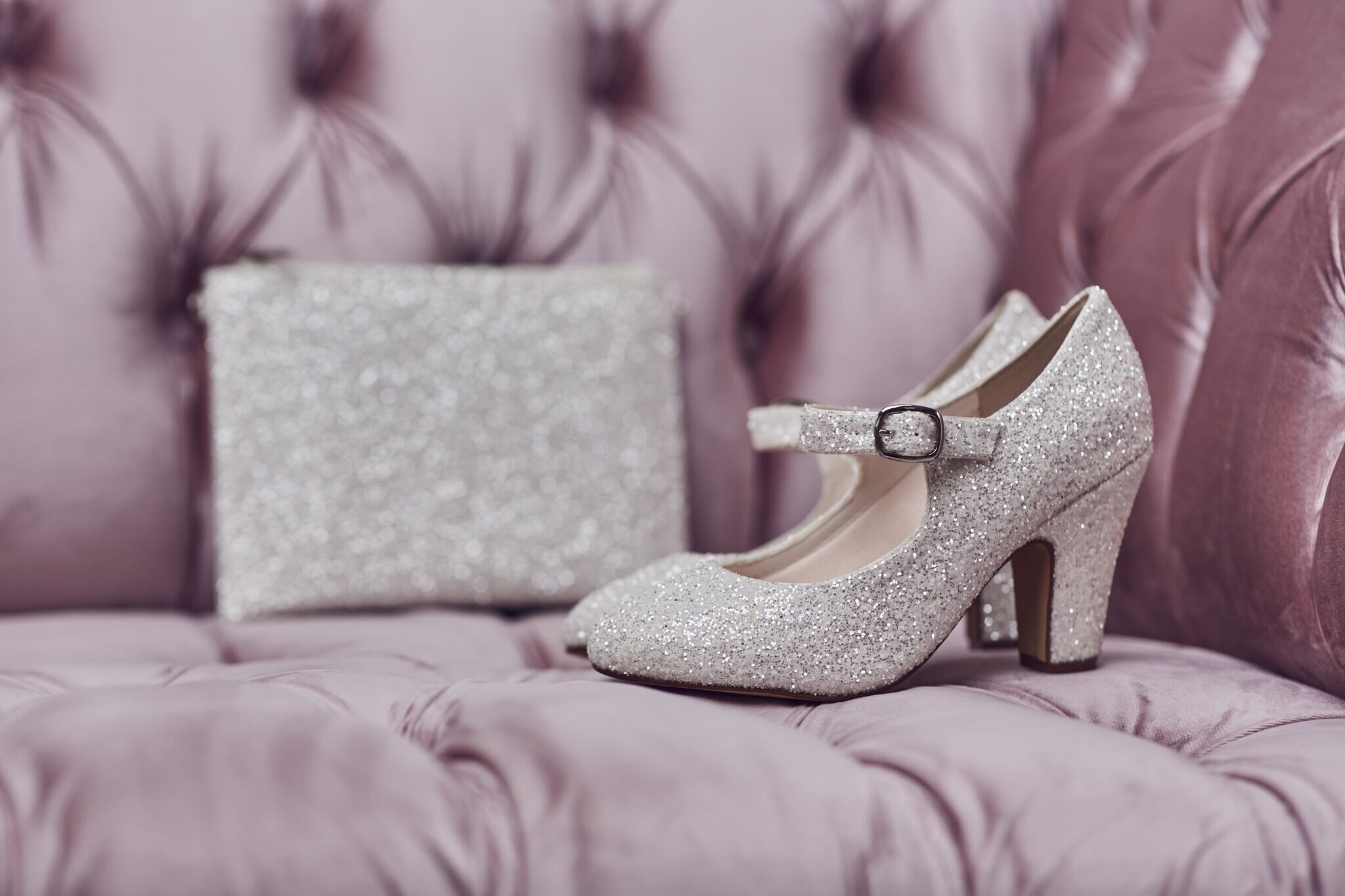 Madeline Bridal Shoe in Snow Glitter Finish