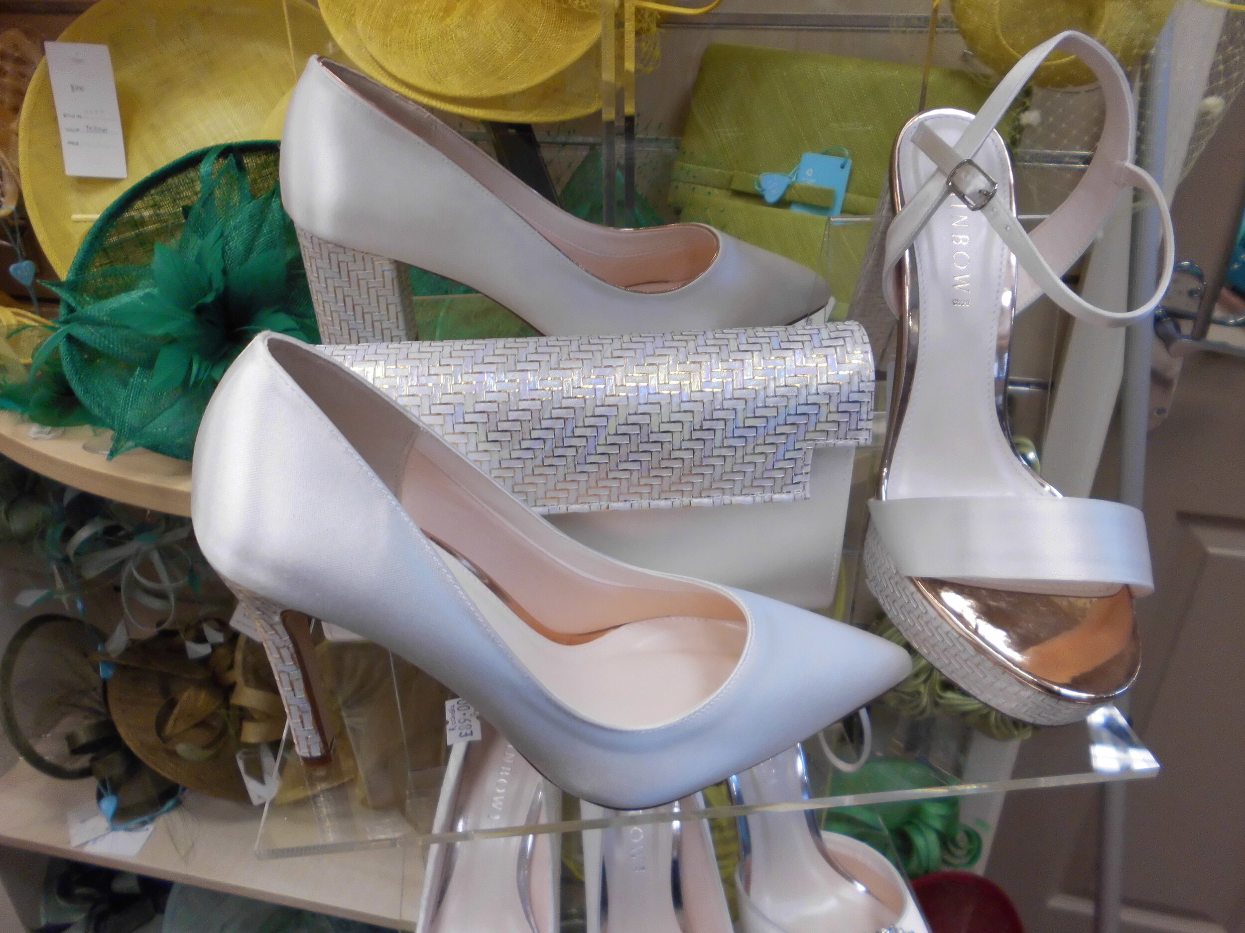 Bridal Shoes Bambi, Natty &amp; Rochelle Ivory Satin with Parque Heel Design