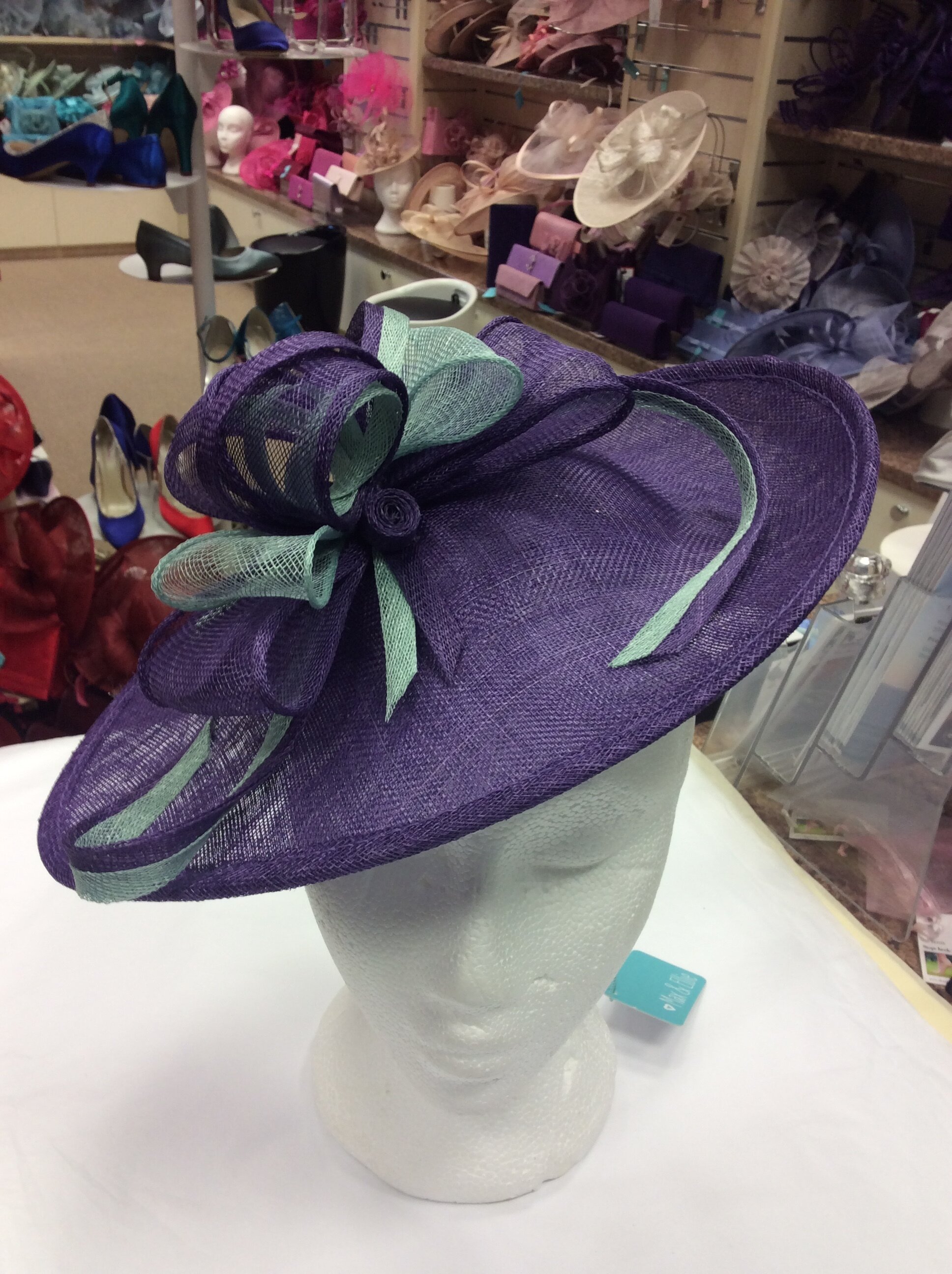 FAILSWORTH TURQUOISE BLUE WEDDING ASCOT HAT DISC FASCINATOR MOTHER OF THE BRIDE 