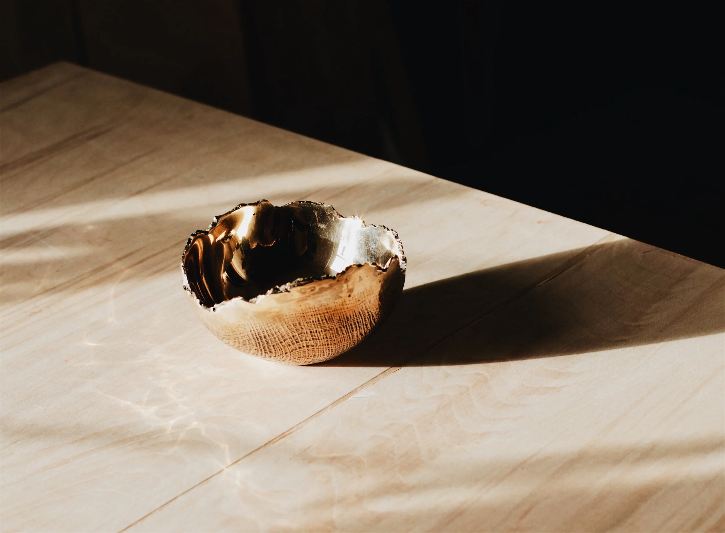 Alexander Devol - Barked bowl in bronze.JPG