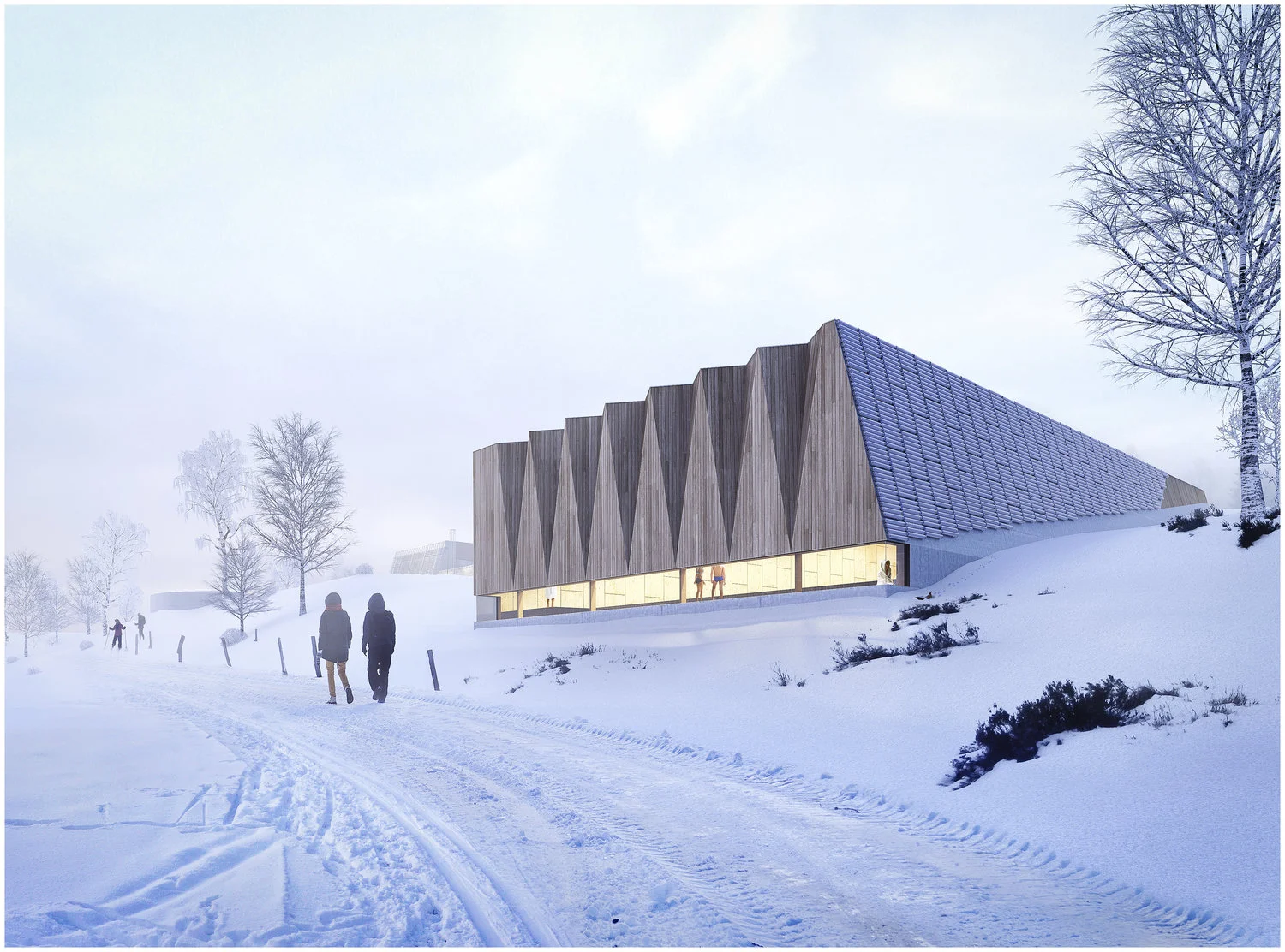 Svømmehall sett fra Kjærlighetsstien