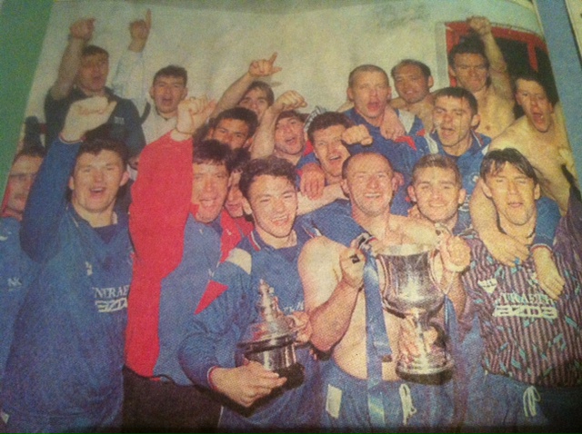 Silverware: Celebrating becoming League of Wales Champions with Bangor
