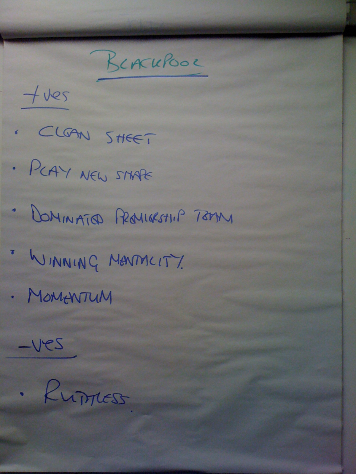 Flourish - 5 Positive and 1 Negative from the 3rd Round FA Cup game over Blackpool. A Blue Line - move onto the next game in Southampton's League 1 promotion winning season 2011. 