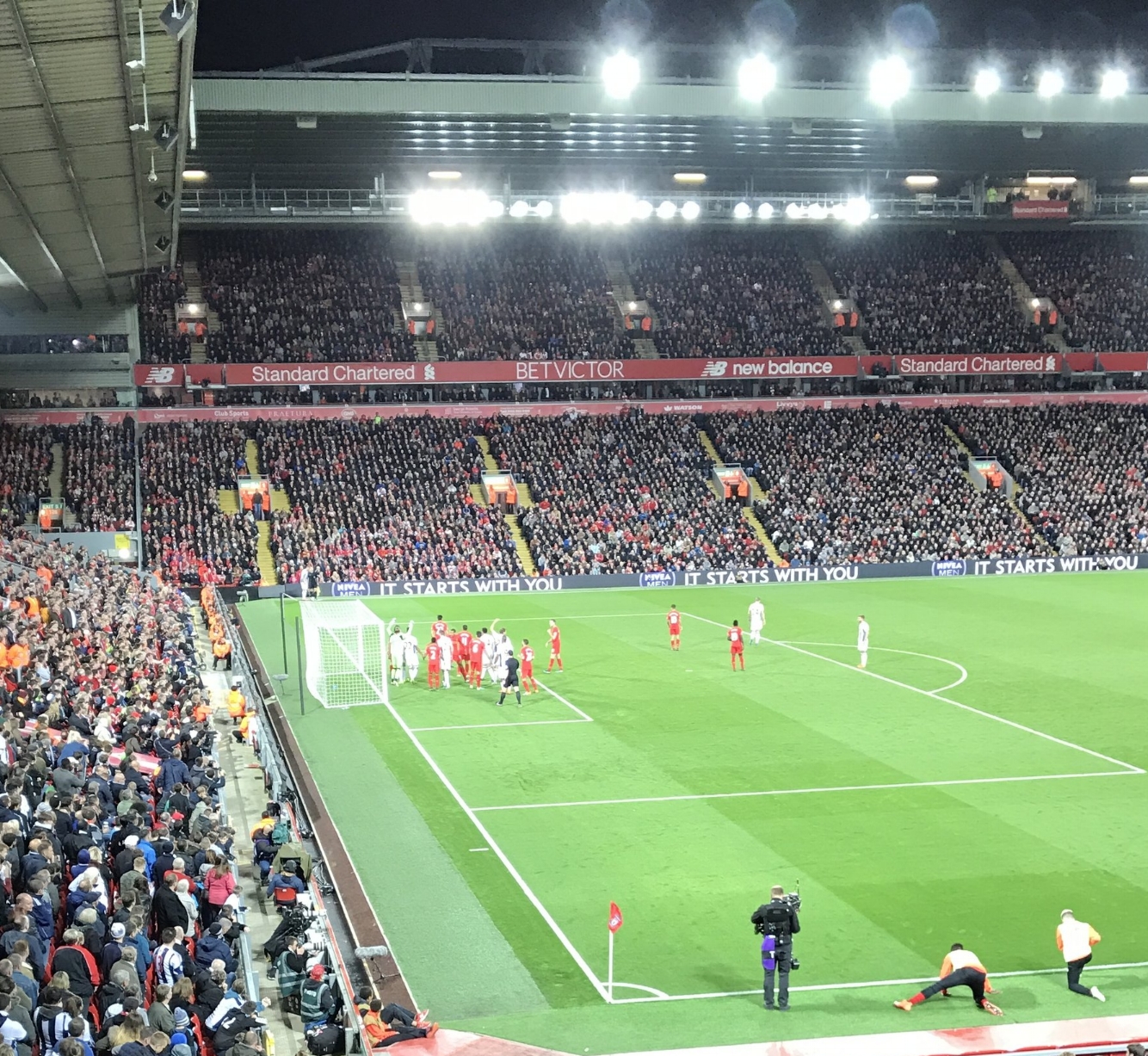 Liverpool defending zonal, an in-swinging corner, against a bigger West Bromwich Albion side.