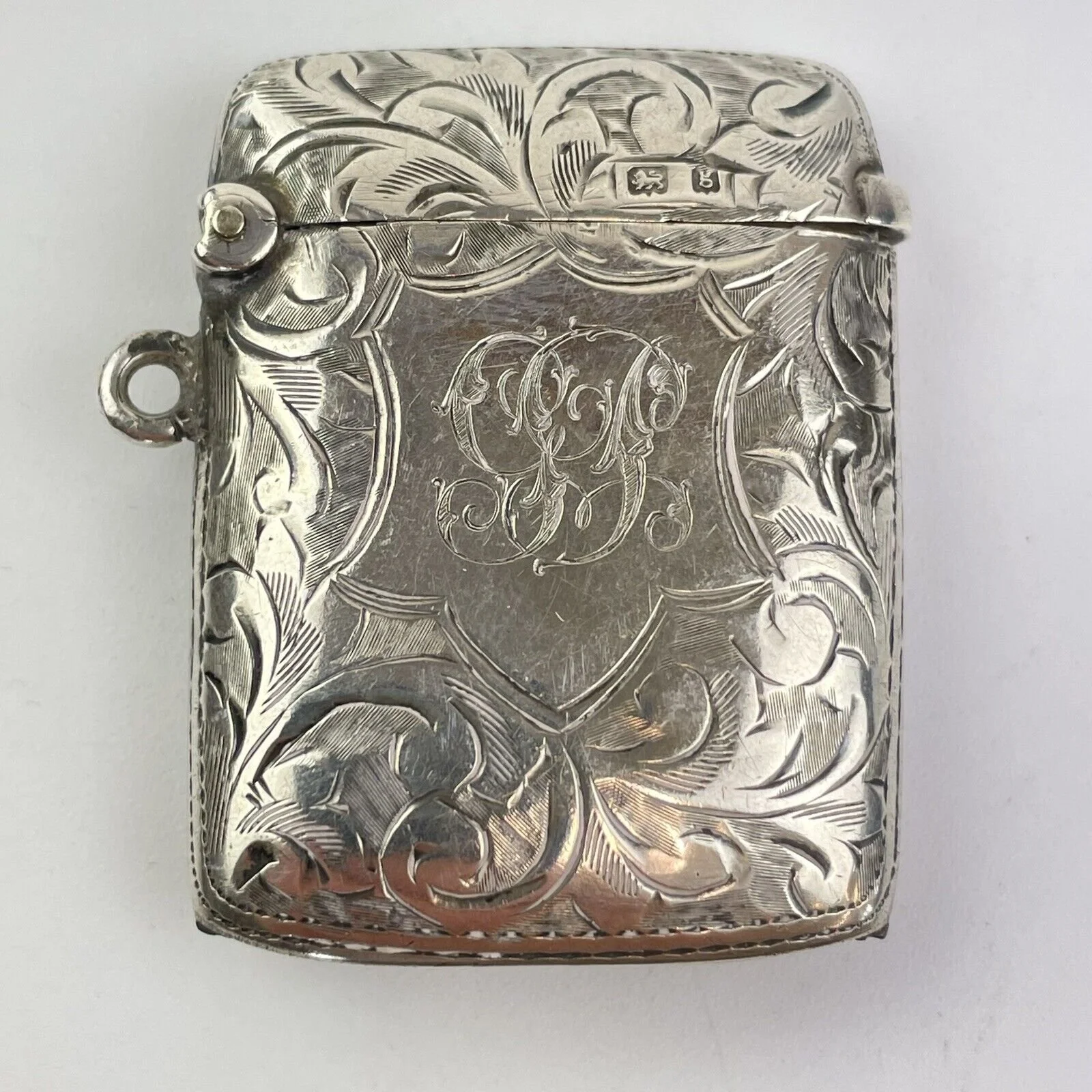 Antique Solid Silver Vesta Case 1906 45mm X 35mm