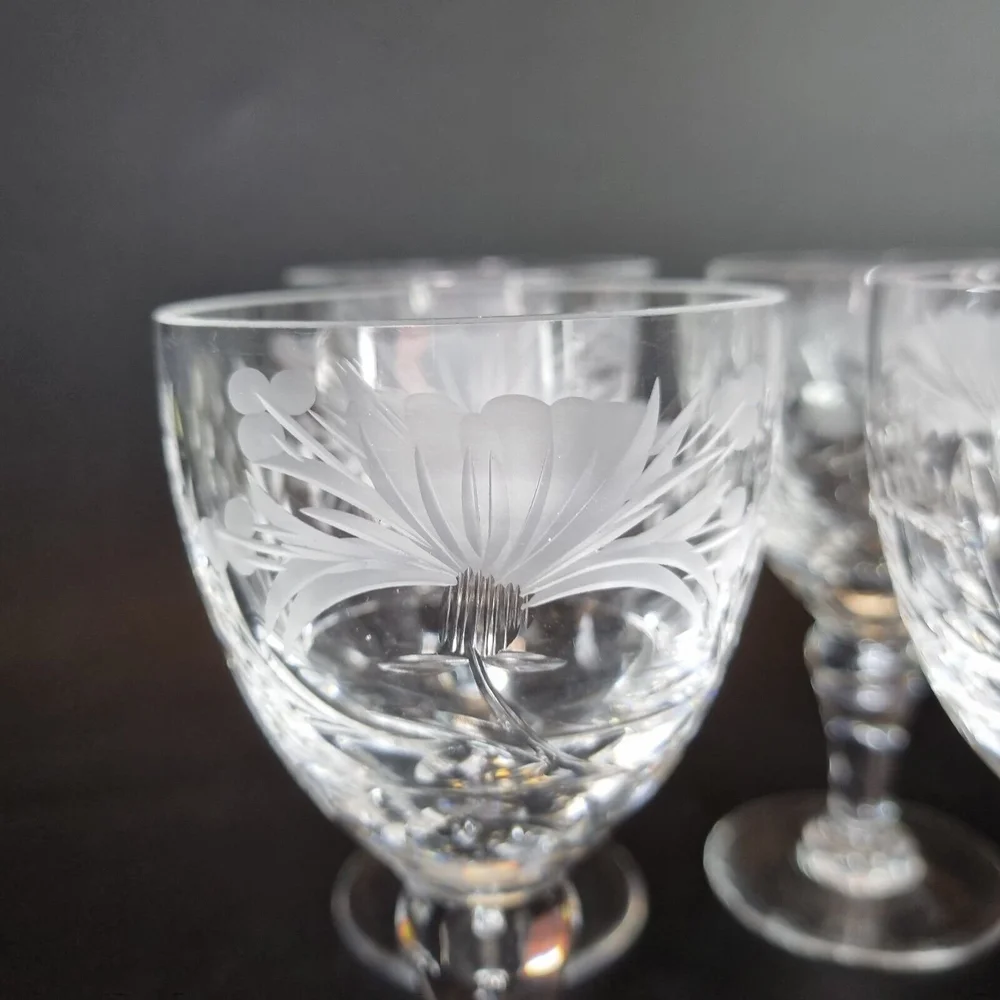 Set Of 6 Royal Brierley Honeysuckle Small Wine Glasses? 13.3cm High   Wheeler Antiques