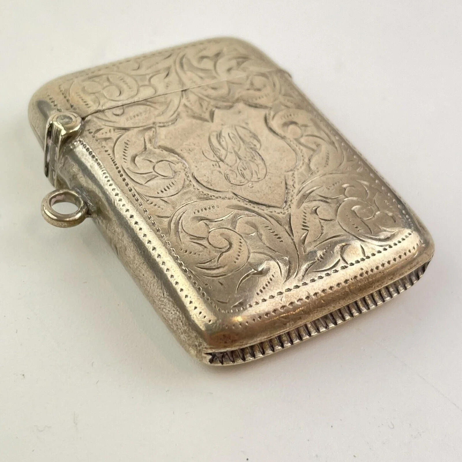 Antique Solid Silver Vesta Case 1903 Joseph Gloster 49mm X 38mm