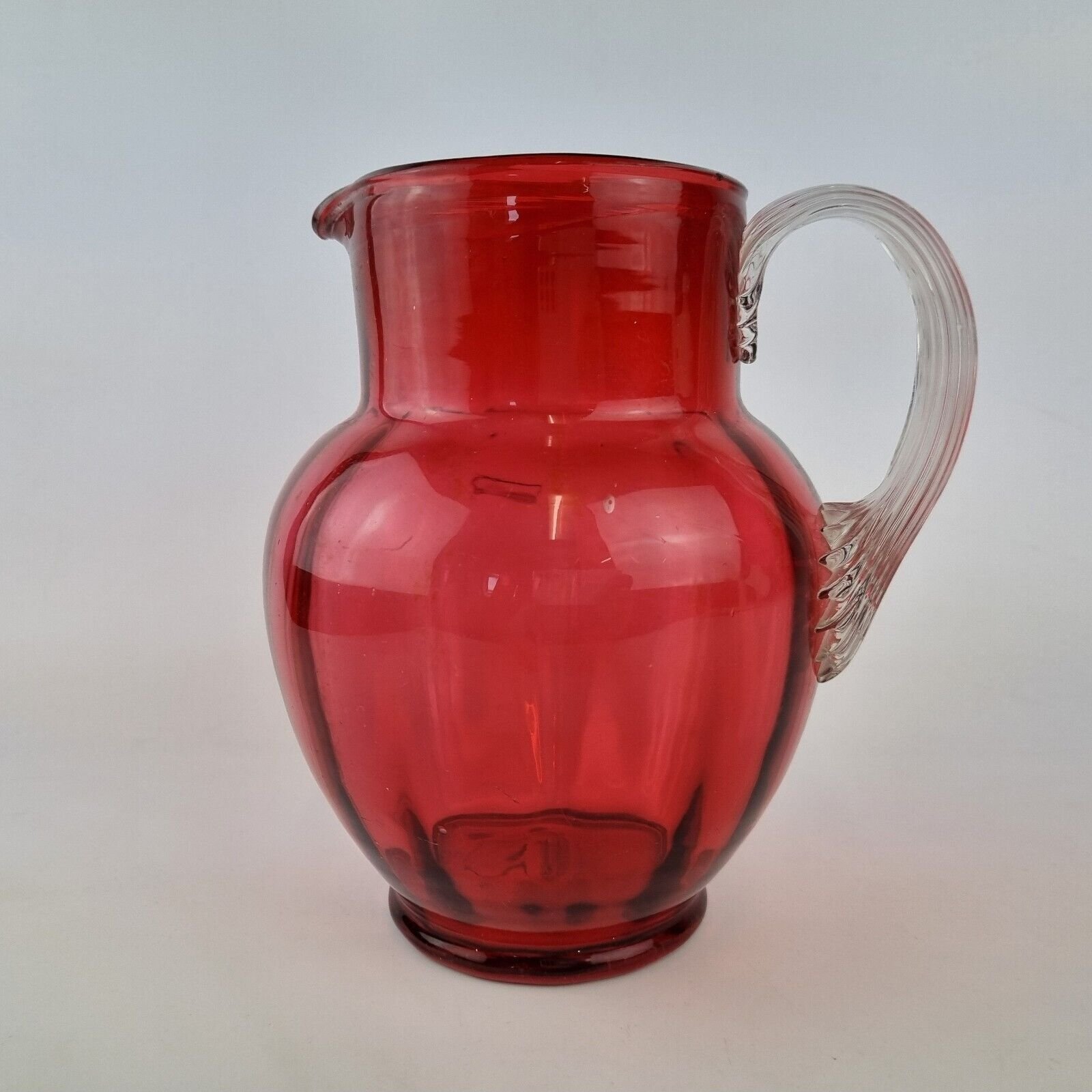 Antique 19th Century Cranberry Glass Jug 18cm High