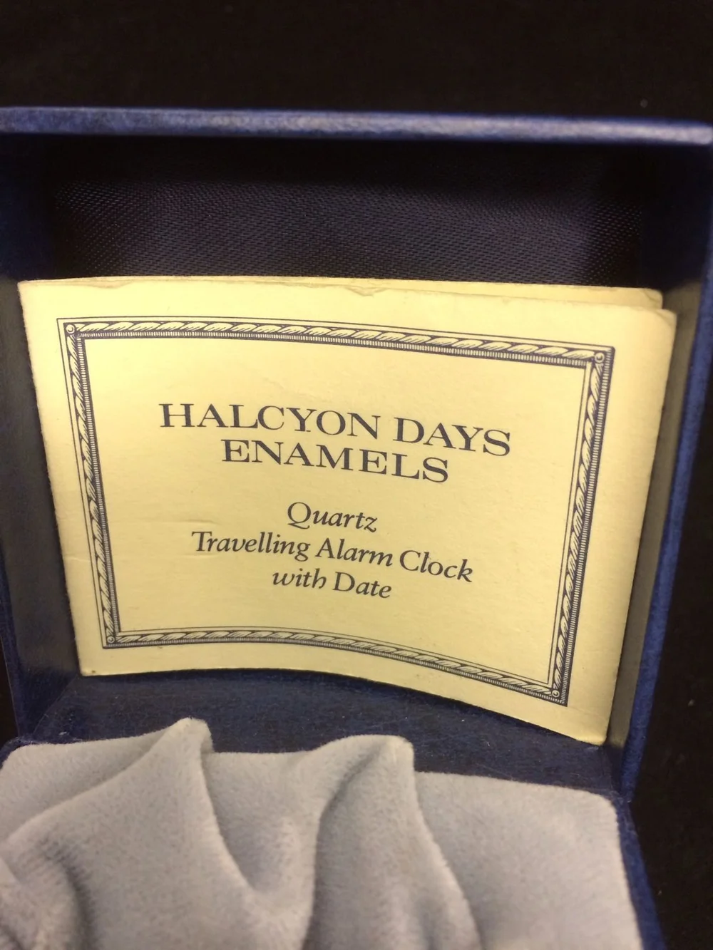 Halcyon Days Enamel Travelling Alarm Clock With Date Boxed