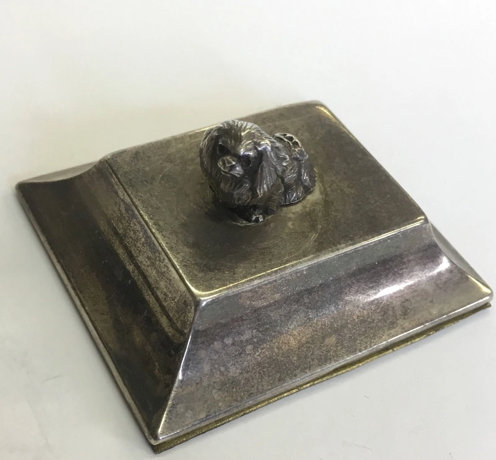 Antique Solid Silver Hallmarked Sampson And Mordan Dog Pikinese Paperweight 1910