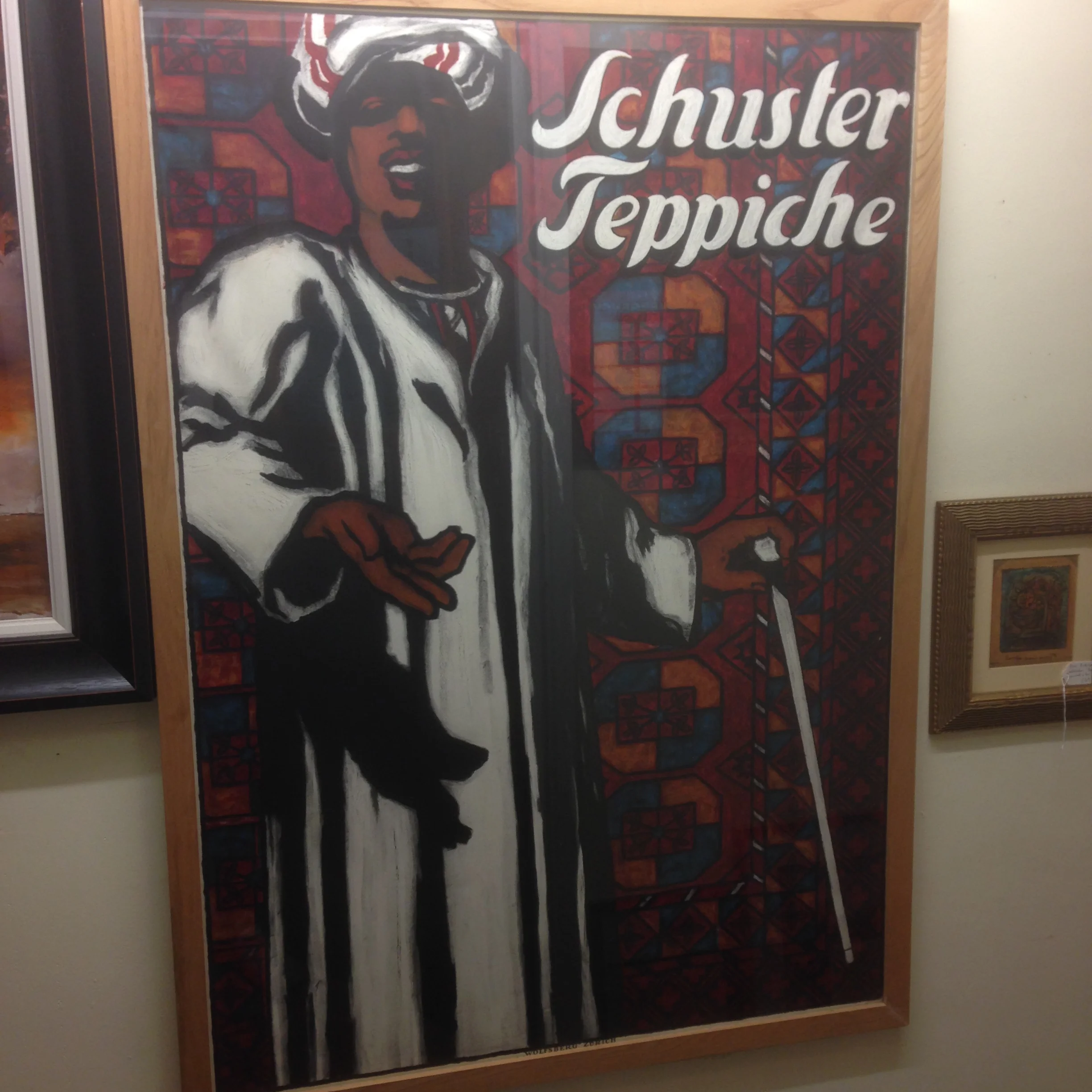 Vintage Advertising Poster Schuster Teppiche Wolfsberg, Zurich C. 1920. Swiss Rugs