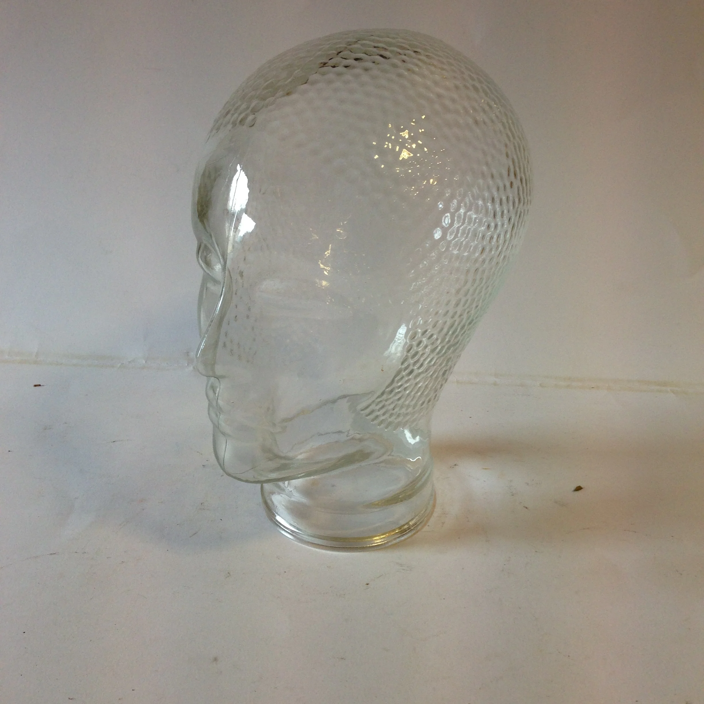 Vintage Clear Glass Display Head — Wheeler Antiques