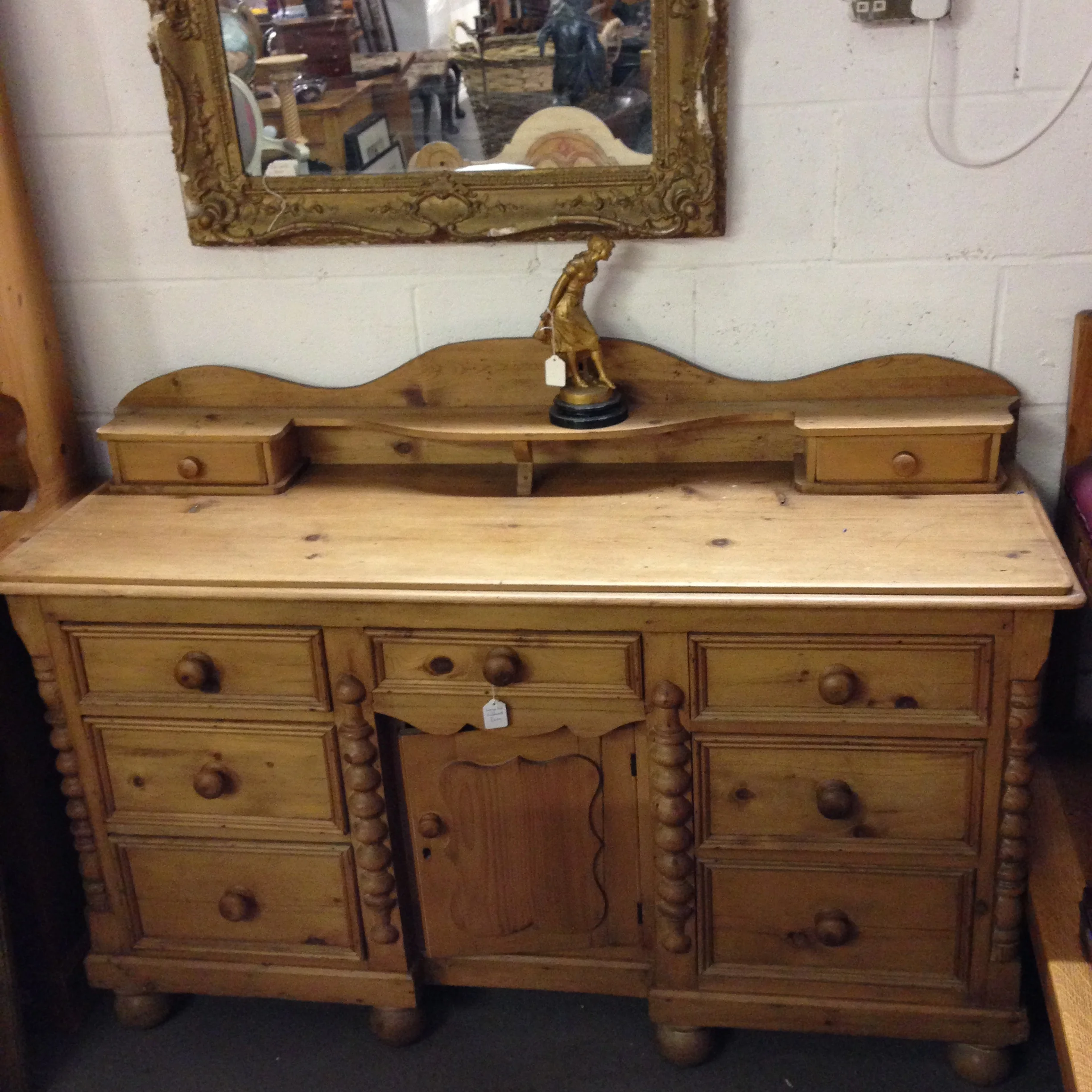 Large Victorian Sideboard with Gallery Back On Bun Feet