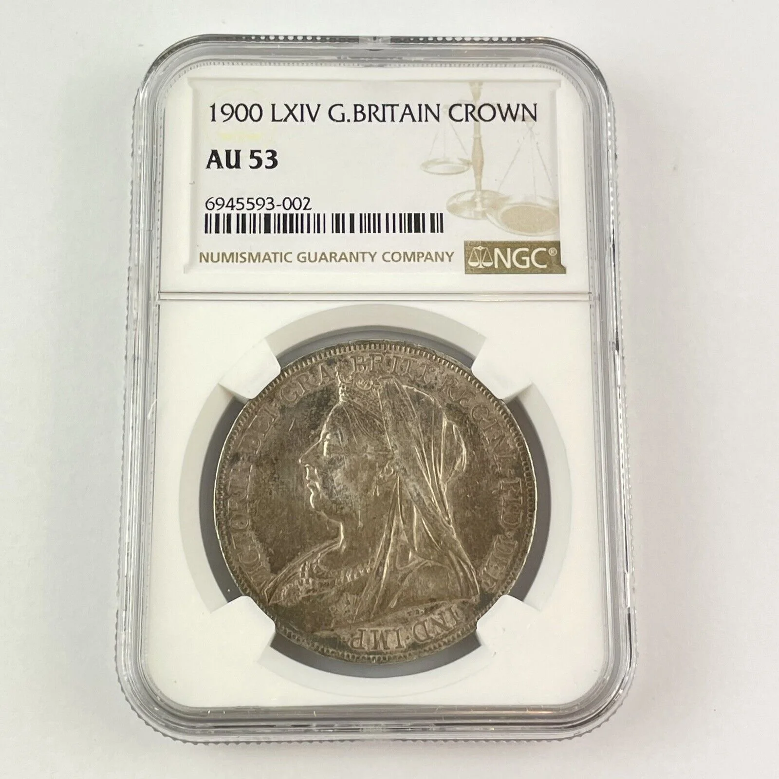 Great Britain Queen Victoria 1900 LXIV Crown Silver Coin AU 53 NGC Graded