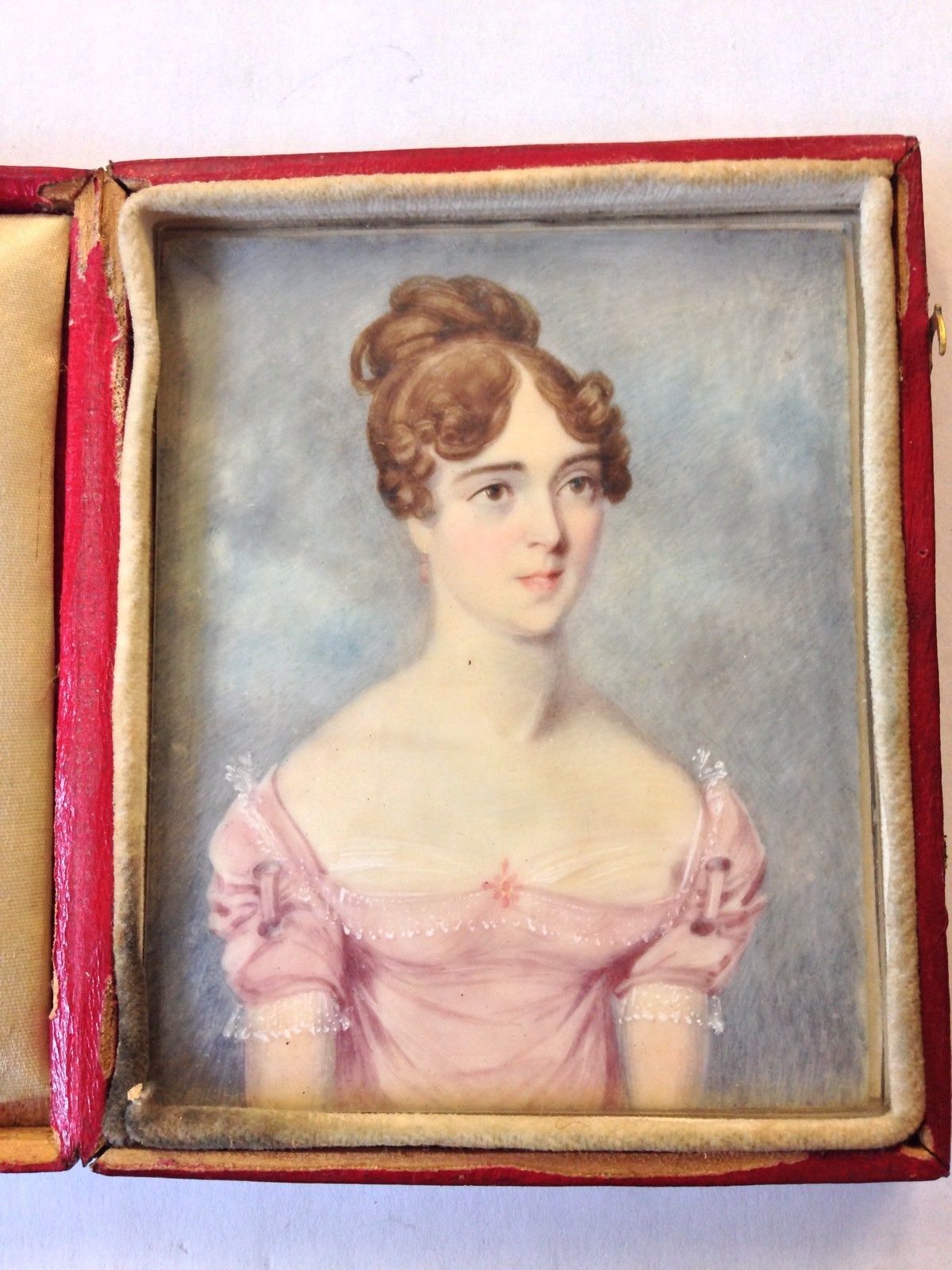 Fine Antique Portrait Miniature Of Mary Anne Oakes Wife Of Henry James Oakes Lady
