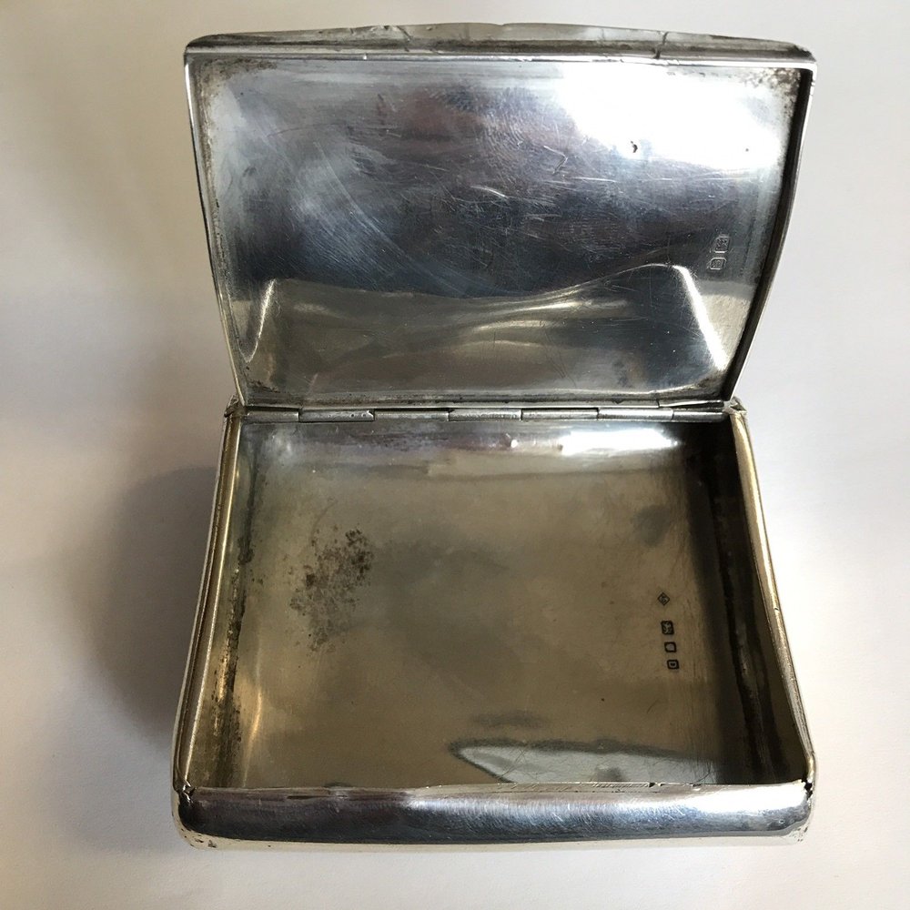 antique silver tobacco box Vintage Solid Silver Tobacco Box By Alfred Dunhill 1939 8.5cm X 7.2cm —  Wheeler Antiques