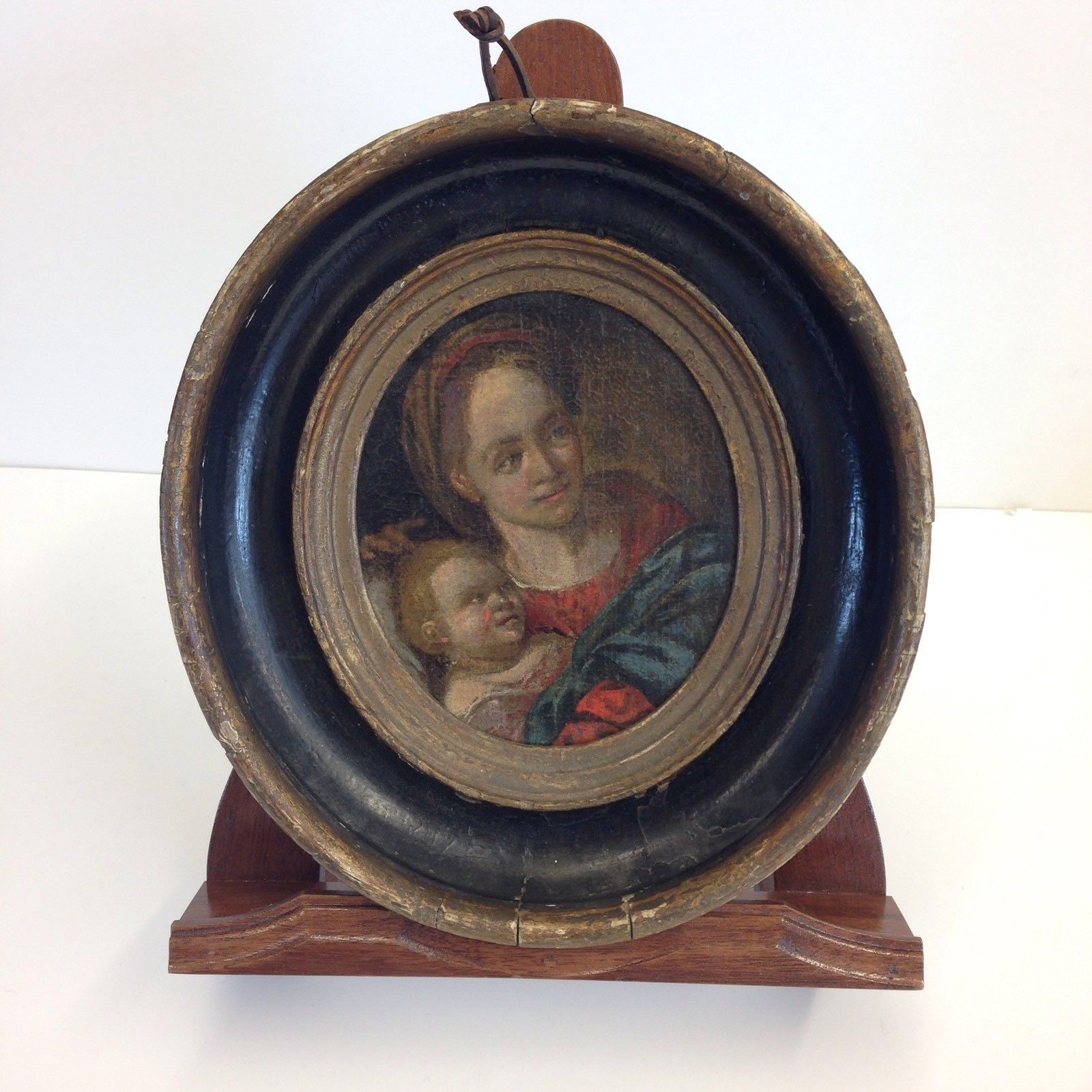 Follower Of Francesco Solimena Fine 18th Century Oil Panel Madonna And Child