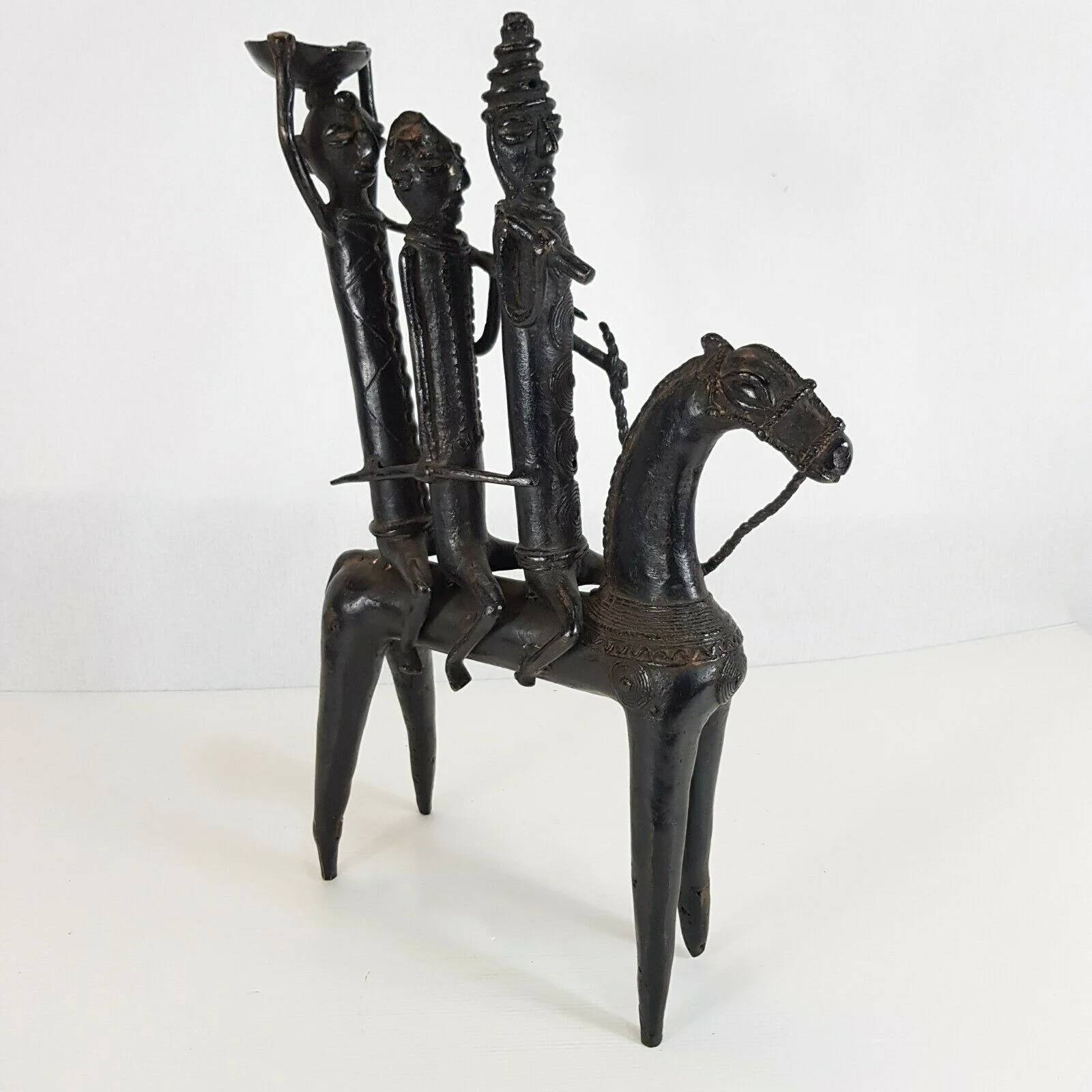 Large SAO Chad Bronze Horseman Hunting 50cm High African Tribal Art