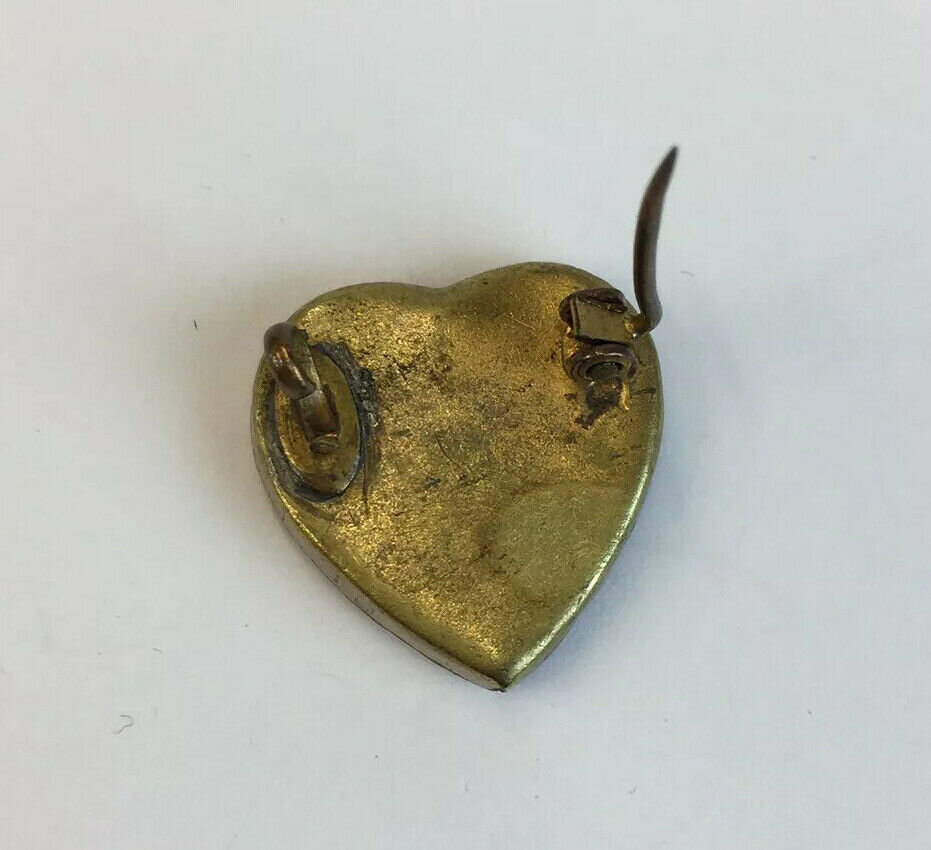 Vintage Brass Heart Shaped Floral Micro Mosaic Brooch 2.1cm Diameter —  Wheeler Antiques