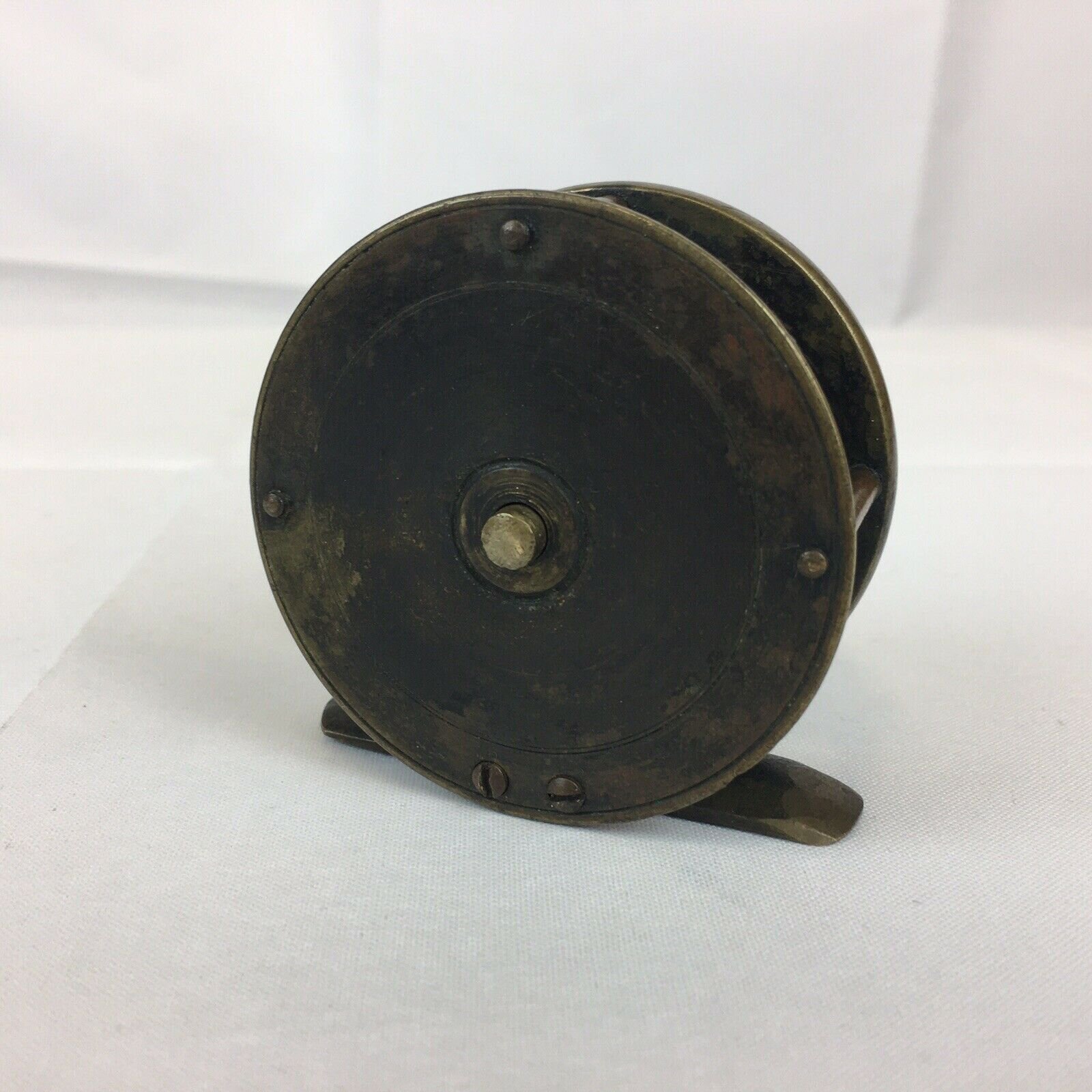 Very Rare Antique Small Brass Fishing Reel Harrod’s Ltd 6cm Diameter