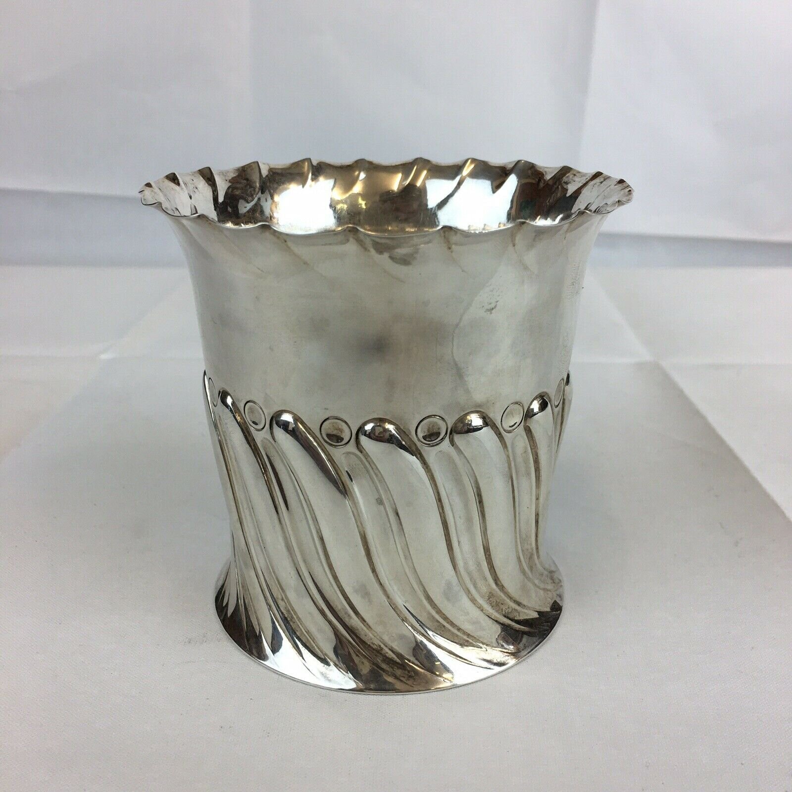 Antique 1892 Atkin Brothers Solid Silver Fluted Vase 10cm In Height