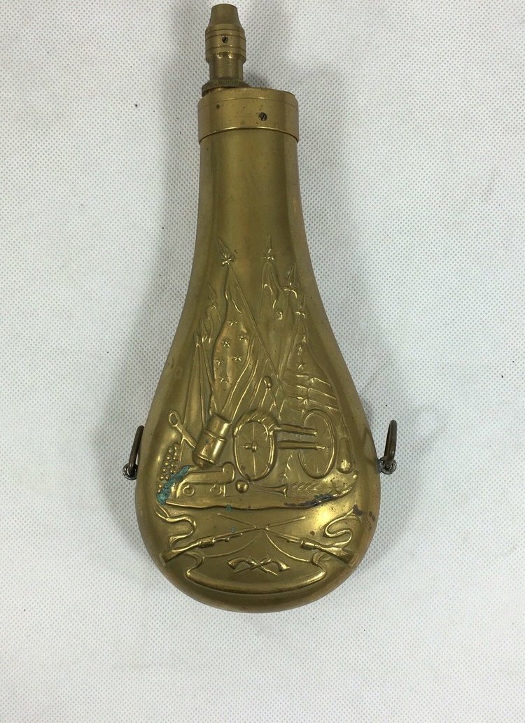 Italian Vintage Brass Powder Flask — Wheeler Antiques